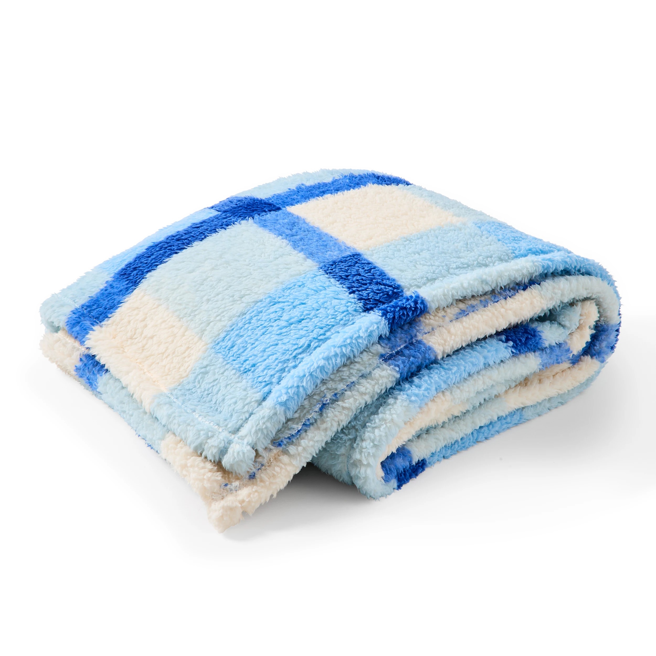 3 Check Teddy Fleece Throw - Blue, 3 of 6