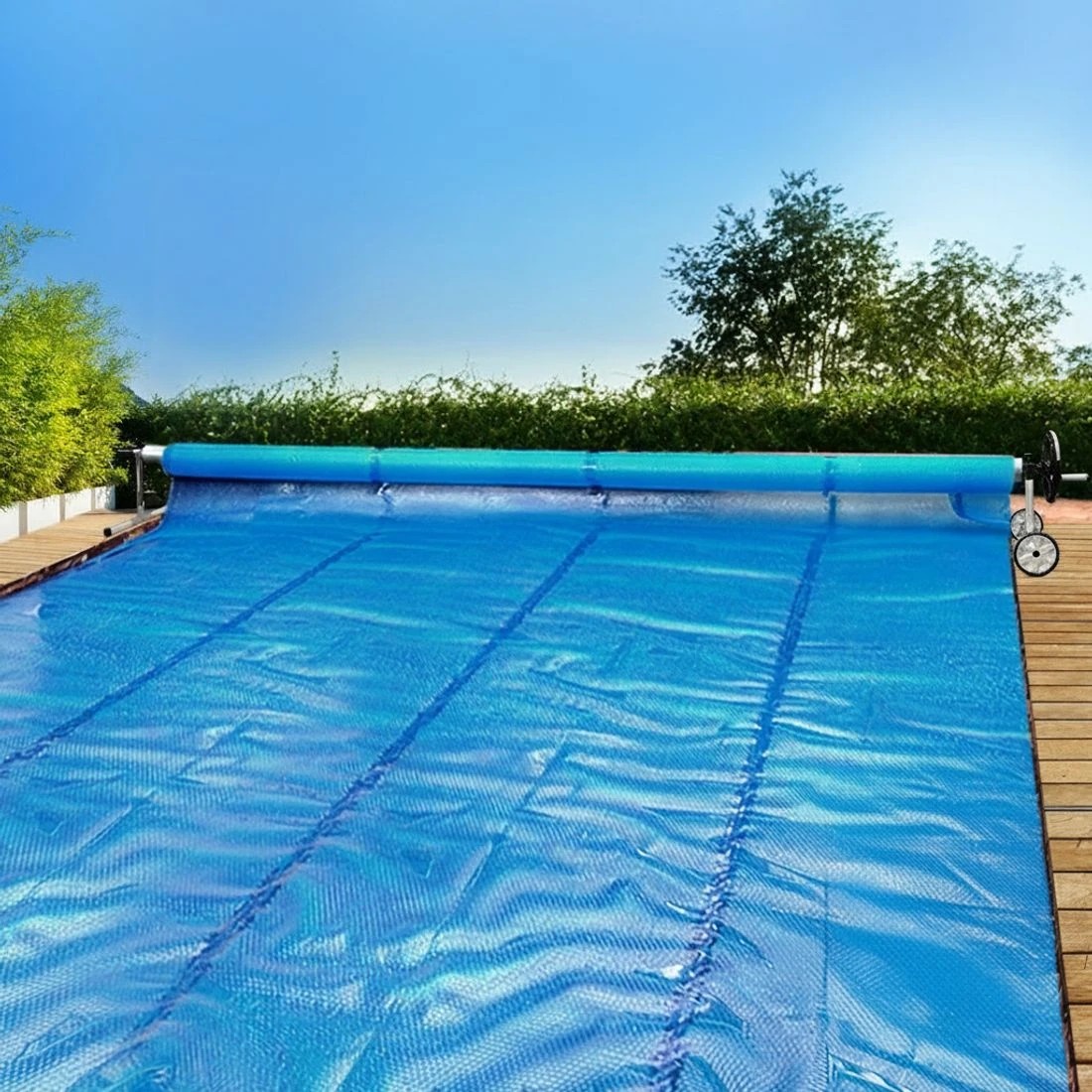 4 Aqua Buddy Pool Cover 600 Micron Solar Heat Blanket LDPE 10.5x4.2m w/ 5.55m Roller - Multi, 4 of 6
