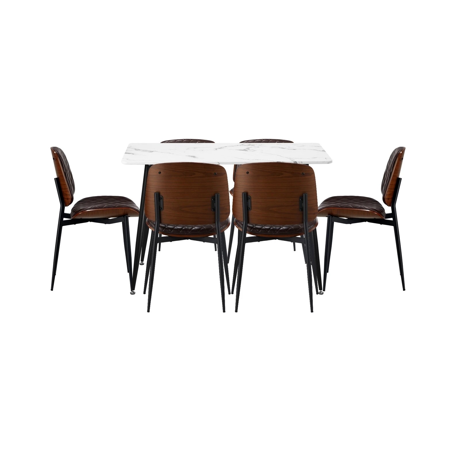 7 Oikiture 120cm Rectangle Dining Table with 6PCS PU Dining Chairs - Multi, 7 of 9