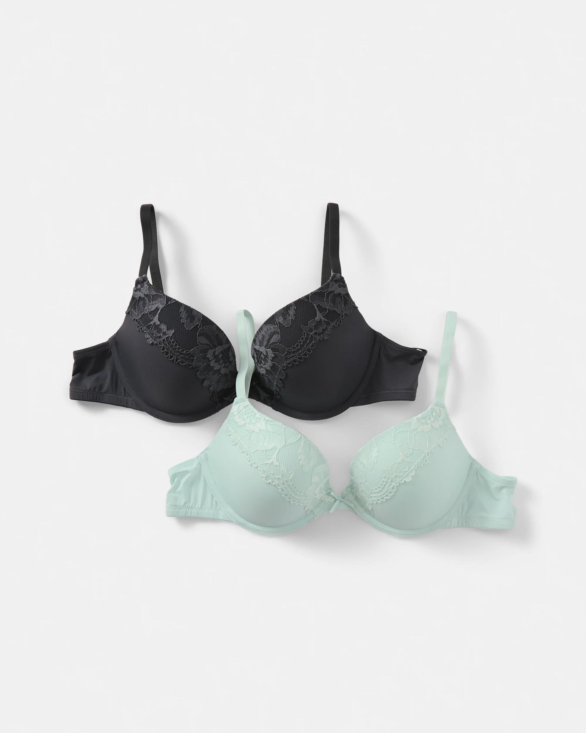 1 2 Pack Lace Trim T-shirt Bra Mf Ws