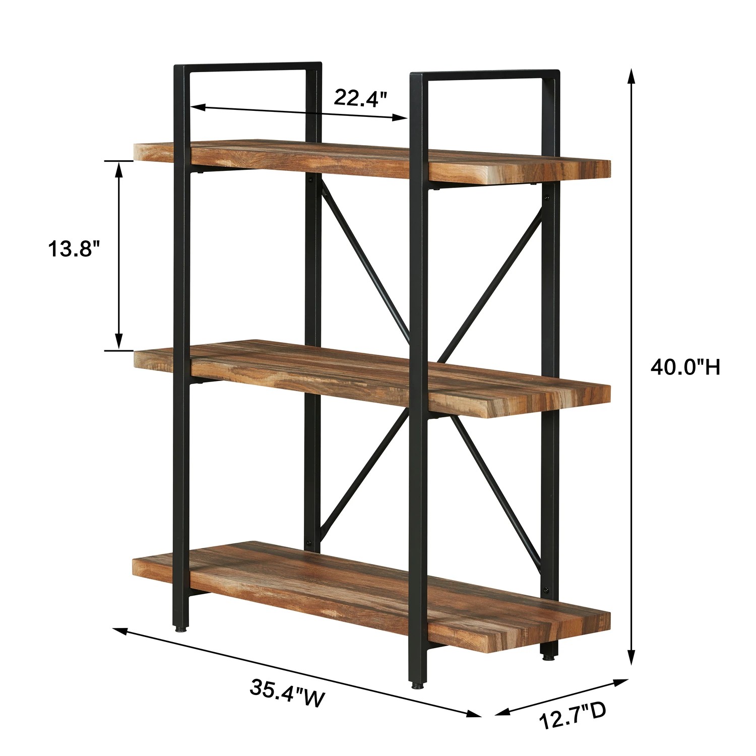 6 IHOMDEC 3-Tier Bookshelves - Brown, 6 of 6