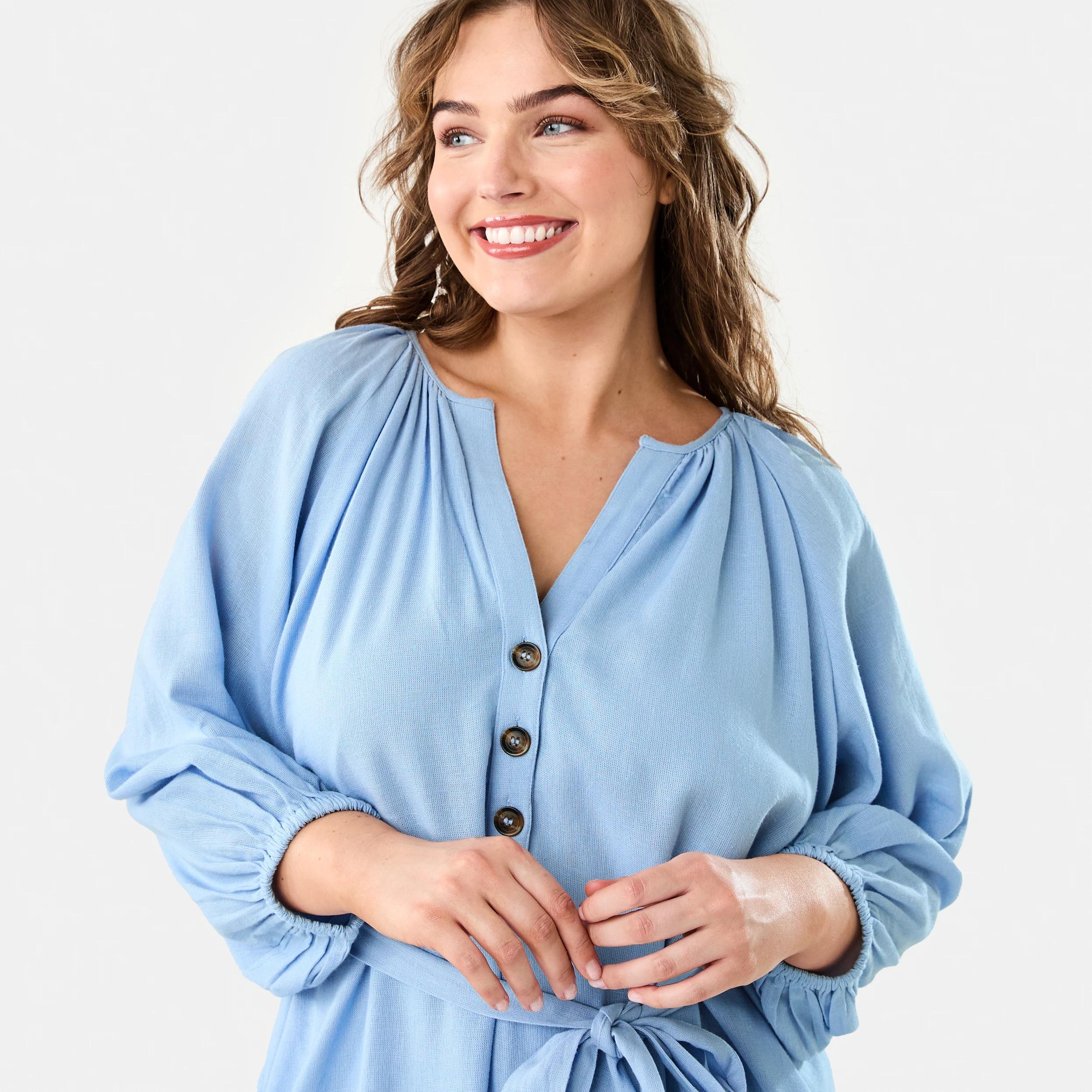 5 Elbow Sleeve Linen Blend Mini Dress BRUNI BLUE, 5 of 9