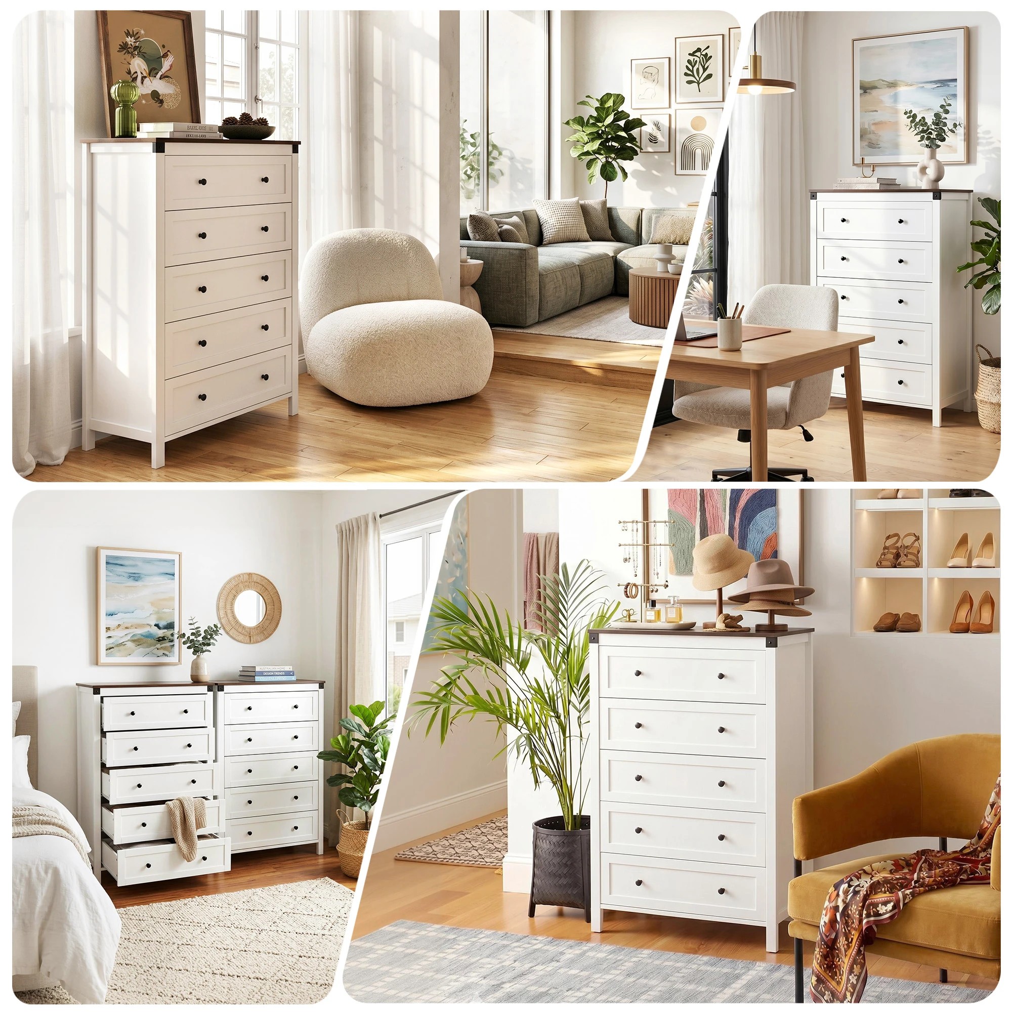 8 Artiss 5 Chest of Drawers Storage Tallboy Dresser Cabinet Bedroom - White, 8 of 9