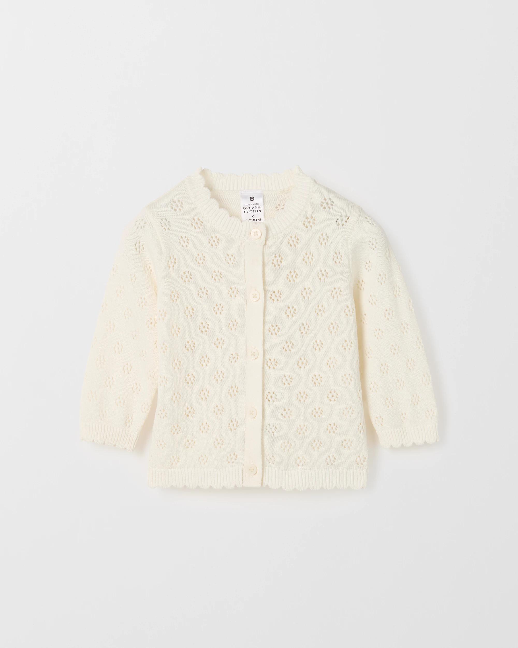 1 Target Baby Baby Organic Cotton Pointelle Cardigan GARDENIA, 1 of 2
