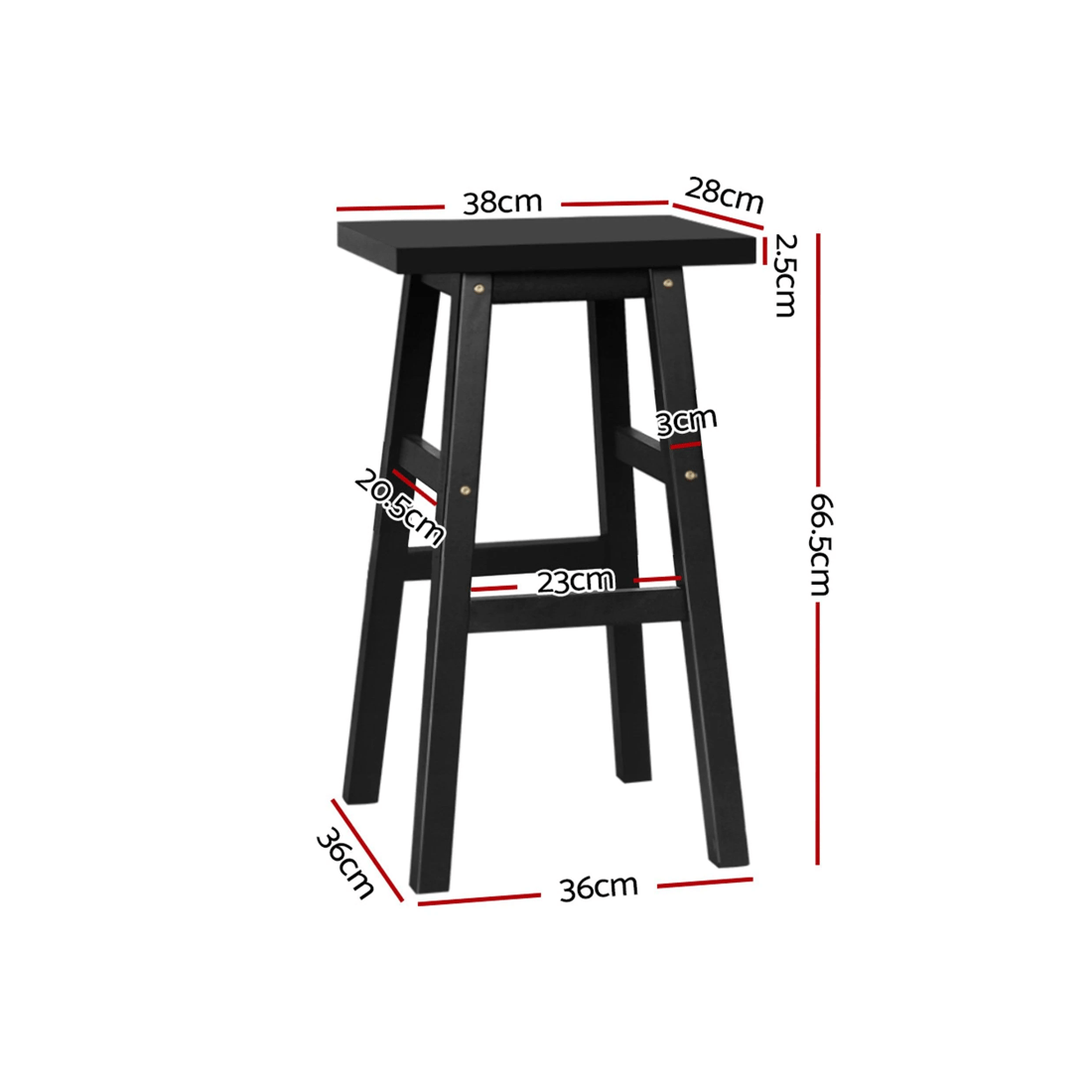 2 Artiss 2x Bar Stools Kitchen Chairs Wooden - Black, 2 of 8