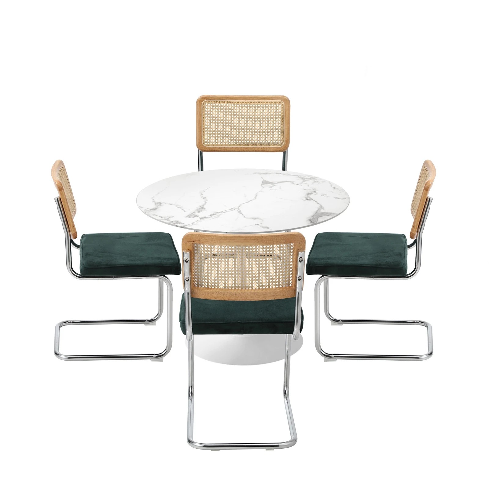 7 Oikiture 90cm Round Dining Table with 4PCS Dining Chairs Velvet - Multi, 7 of 9