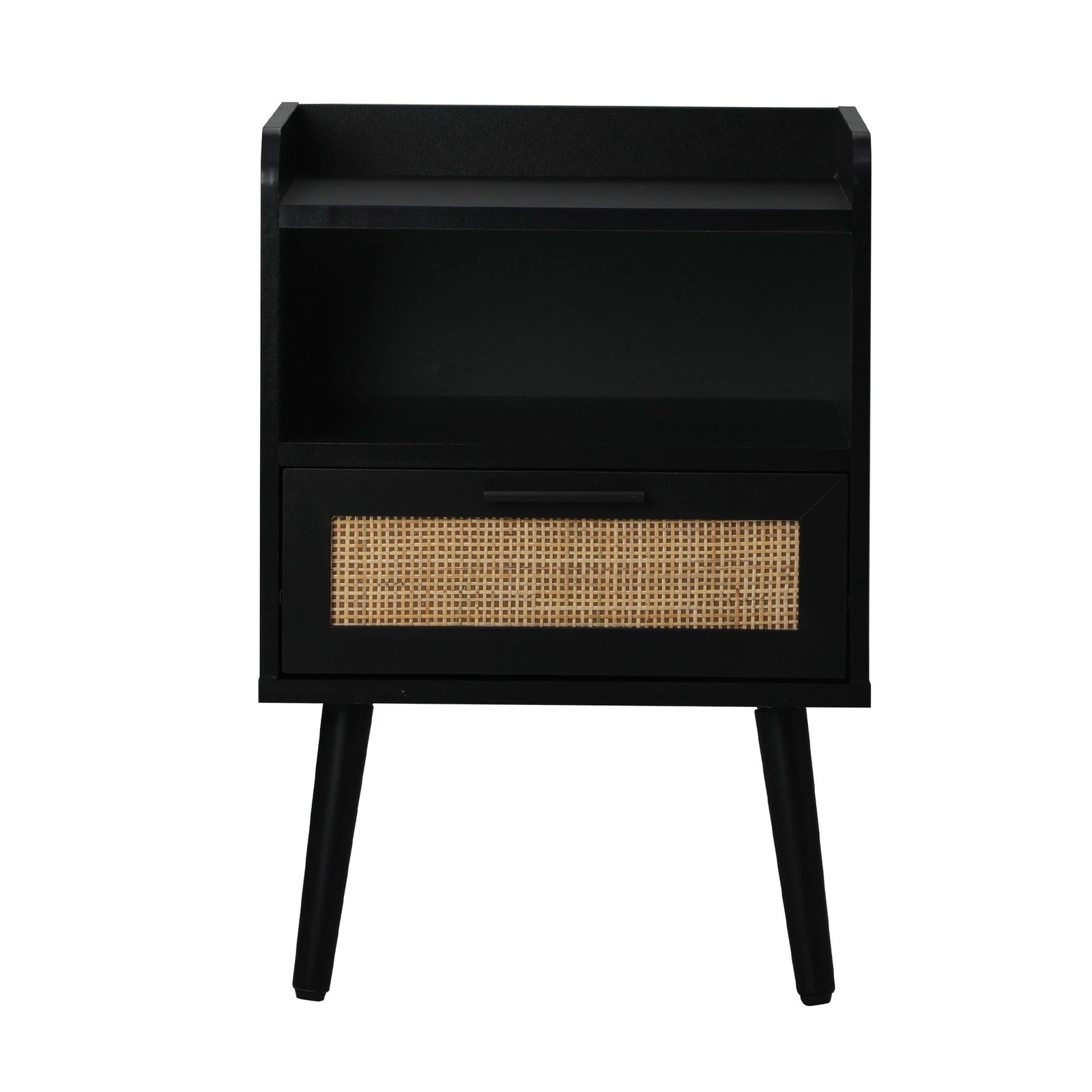 6 Oikiture 2X Bedside Table Drawer Side Table Storage Cabinet Nightstand Rattan - Black, 6 of 9