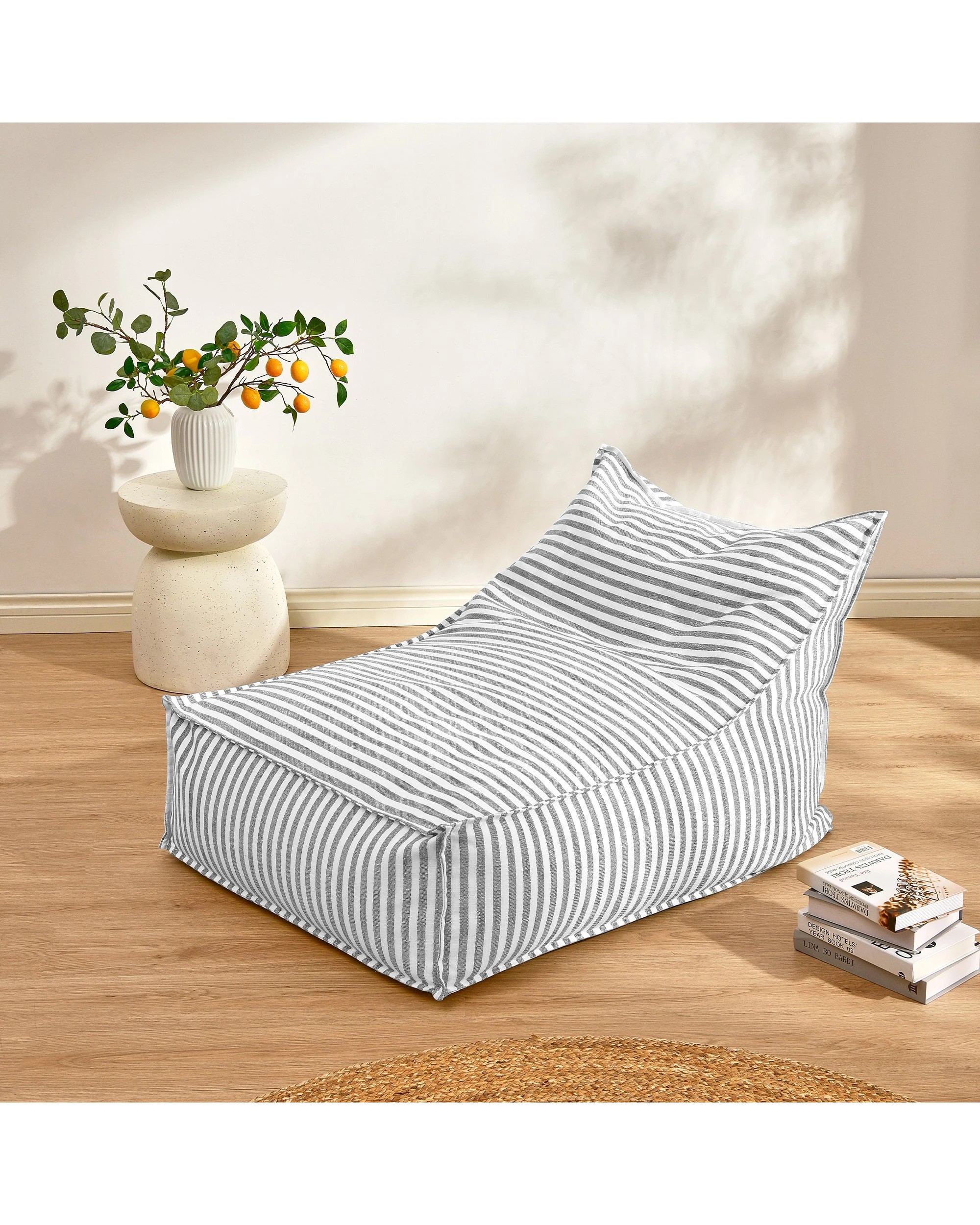 1 Cadence & Co. Oscar Faux Linen One Seater Bean Bag Lounge Cover - Dove Grey, 1 of 7