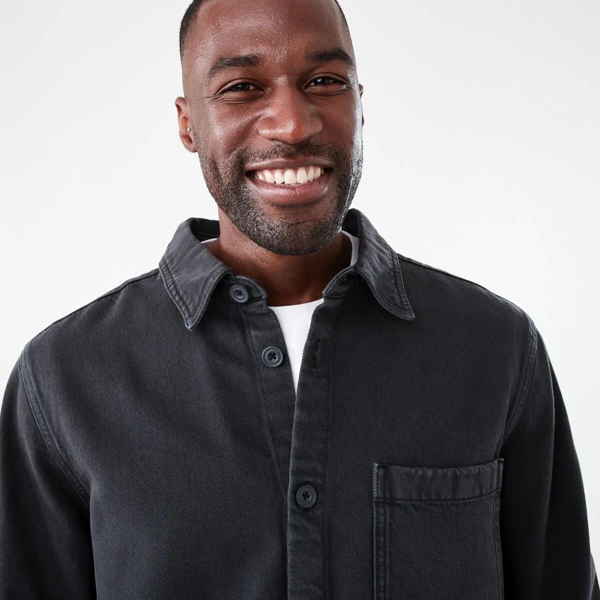 5 Long Sleeve Denim Overshirt WASHED BLACK, 5 of 7