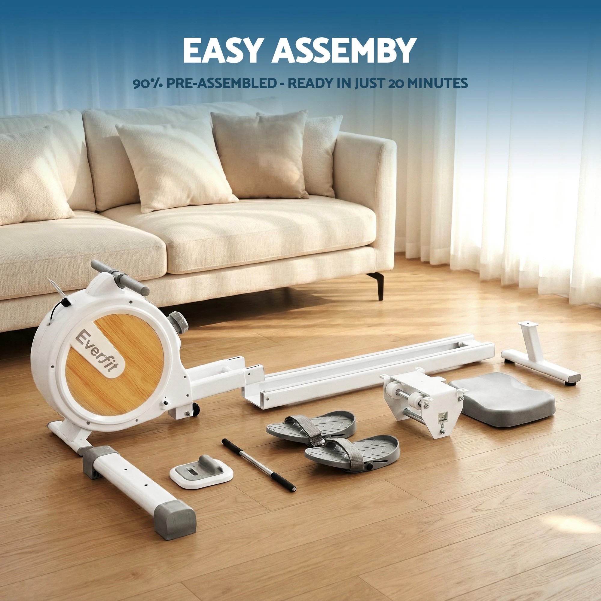 4 Everfit Rowing Machine for Home Magnetic Rowing Machine App Compatible Quiet Exercise - Multi, 4 of 6