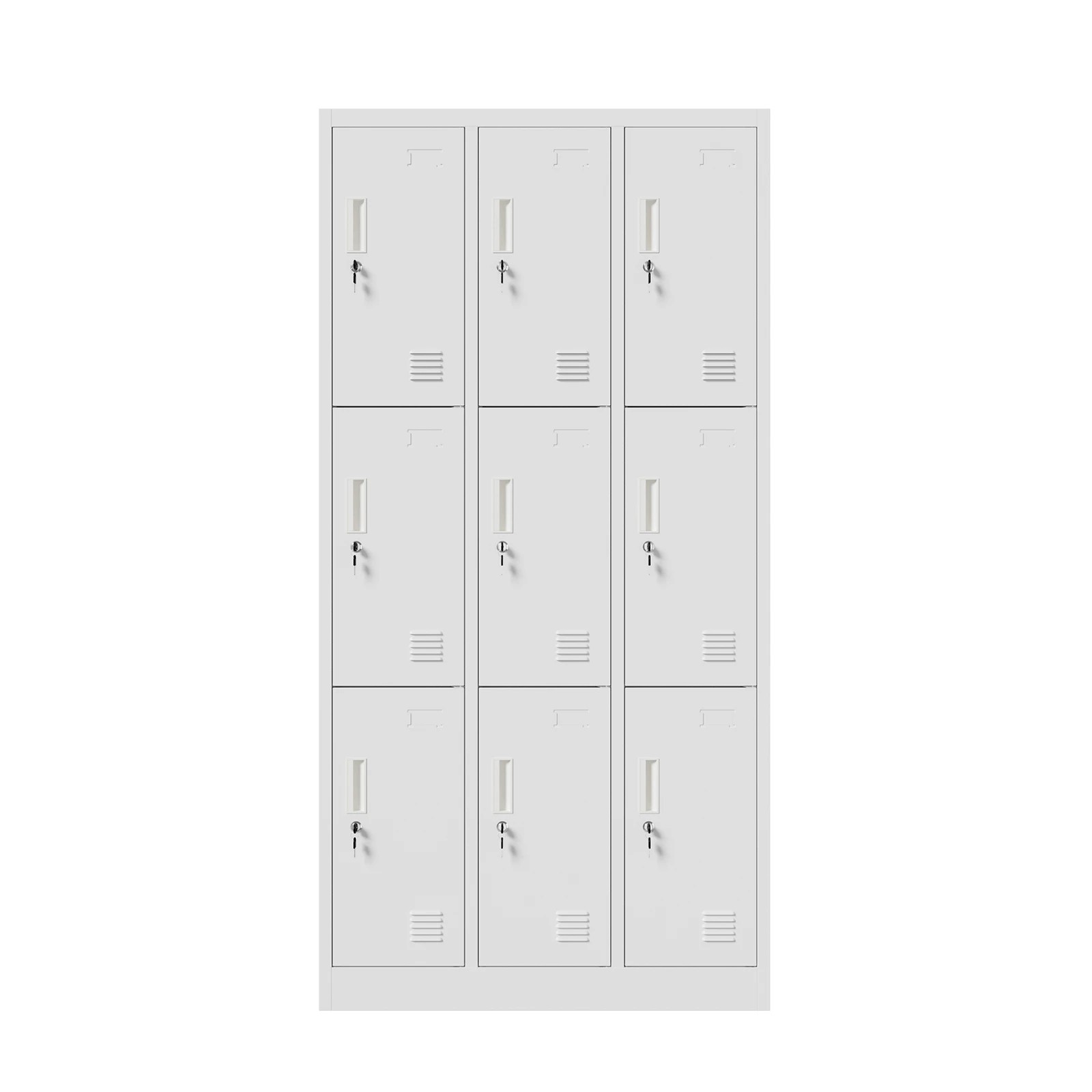 7 Oikiture 9 Doors Locker Cabinet Steel Storage Cupboard Office School Gym - White, 7 of 9