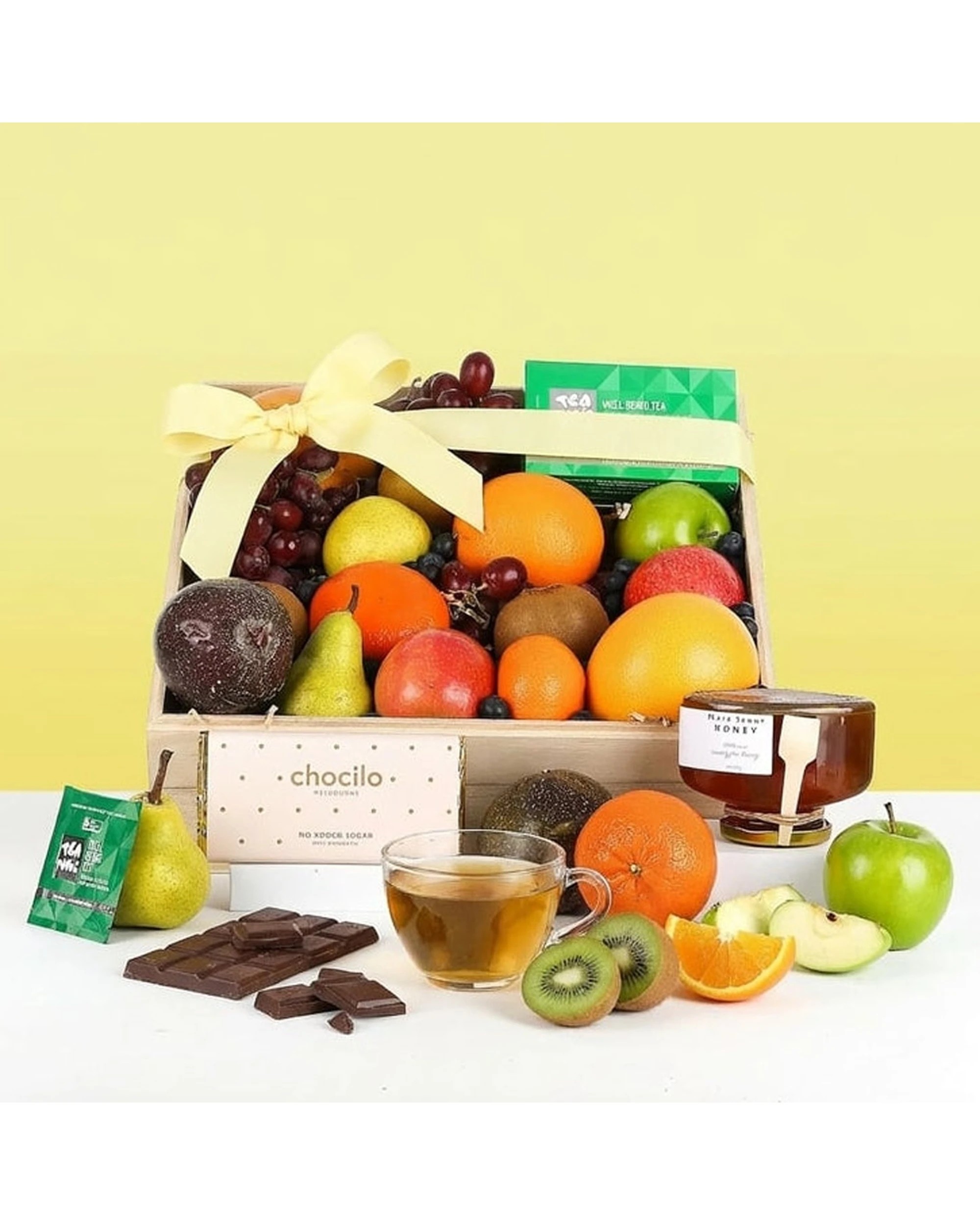 2 Gift Basket Get Well Fruit Basket With Tea Honey Chocolates - Multi, 2 of 6
