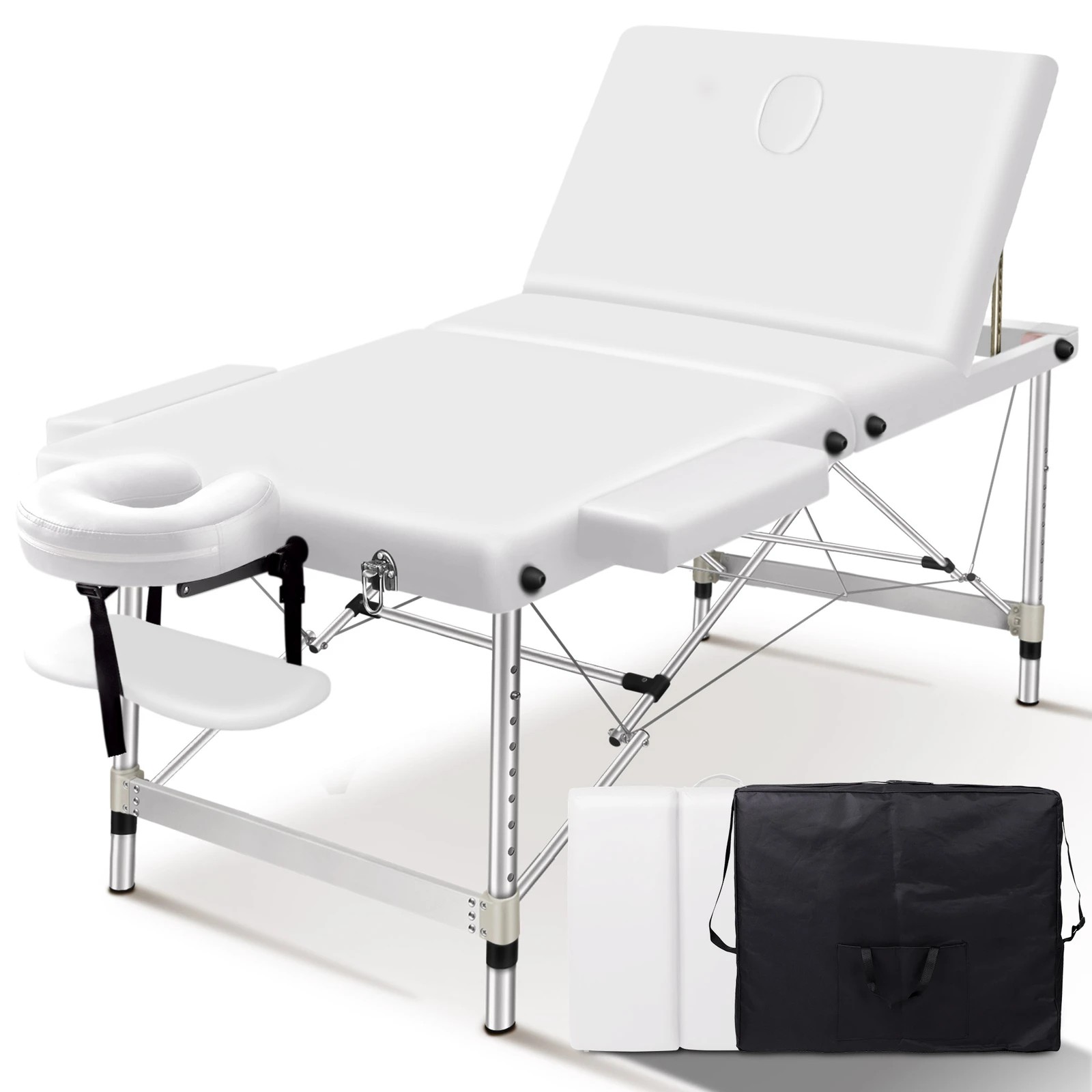 1 Alfordson Massage Table 3 Fold 65cm Foldable Portable - White, 1 of 4