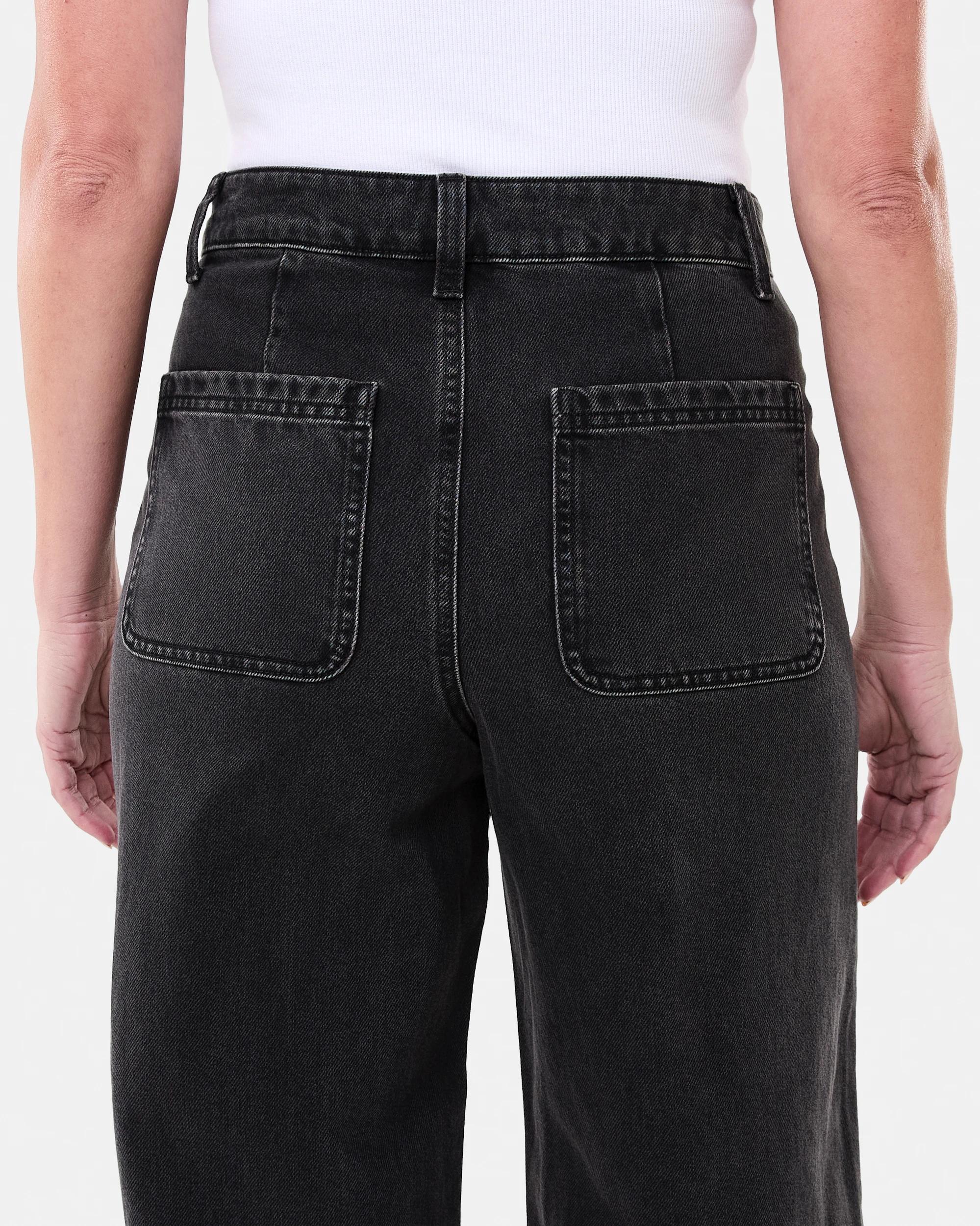 6 Cropped Wide Leg Jeans Black Wash, 6 of 8