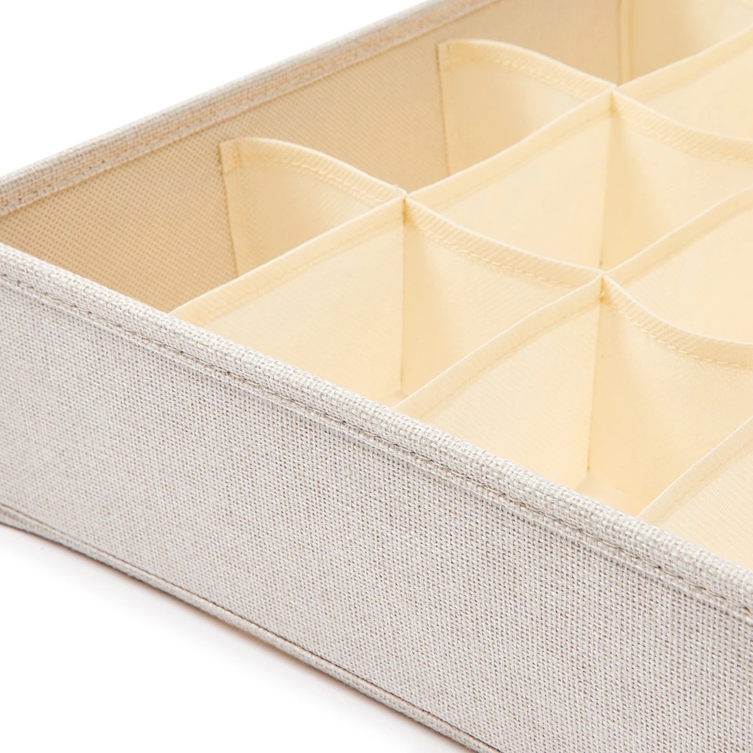 6 Linen Look Multi Grid Organiser - Beige, 6 of 8