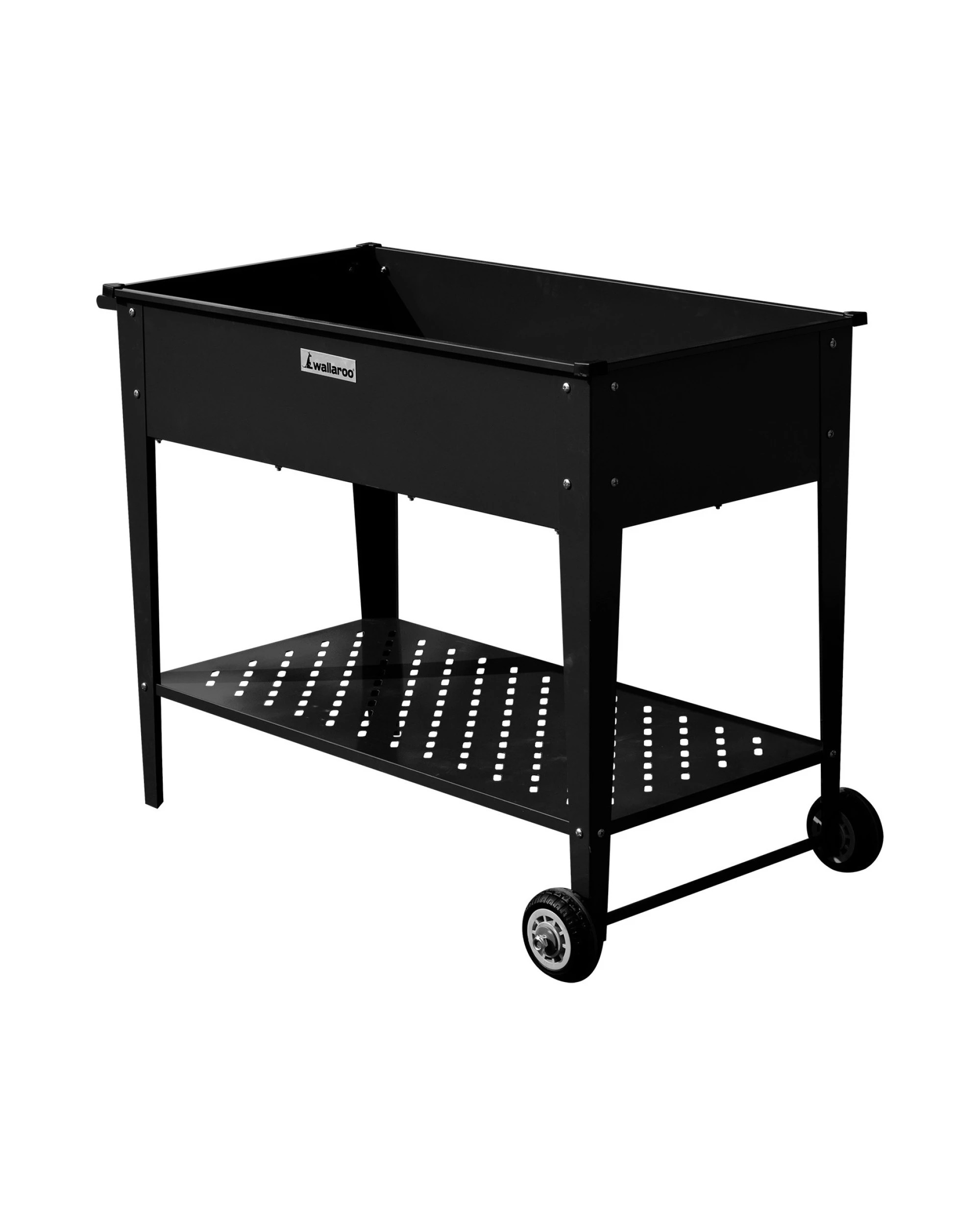 1 Wallaroo Garden Bed Cart Raised Planter Box Wheels Steel Storage Plants Shelf - Black, 1 of 10