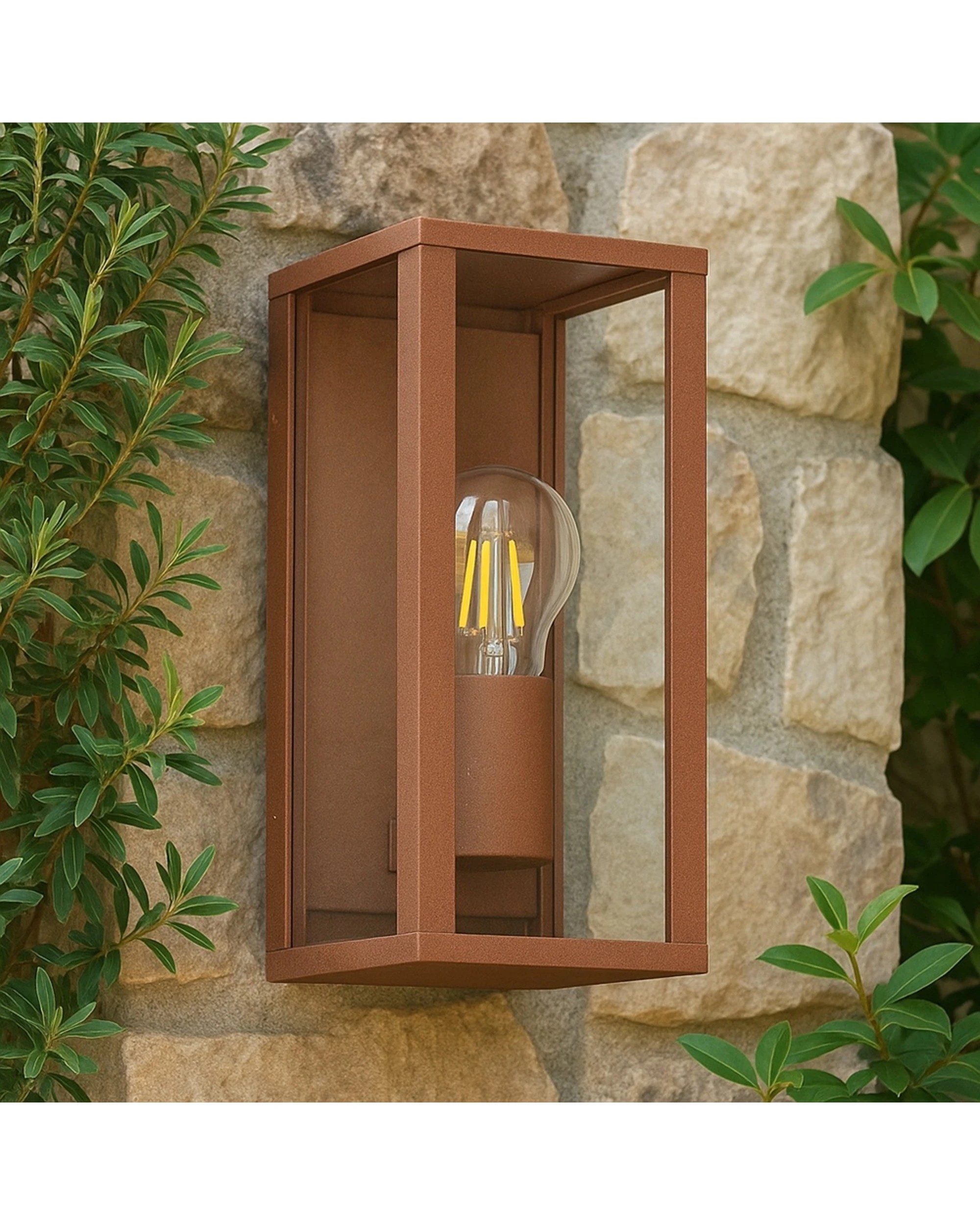 Lexi Lighting Zyra Outdoor Wall Light Glass IP44 Rusty - Brown - Kmart