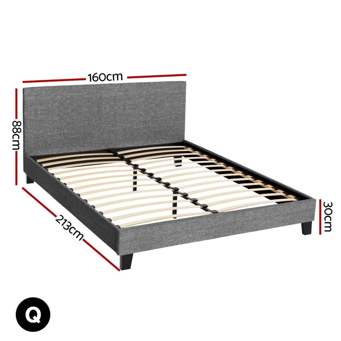 2 Artiss Bed Frame Queen Size - Grey, 2 of 10