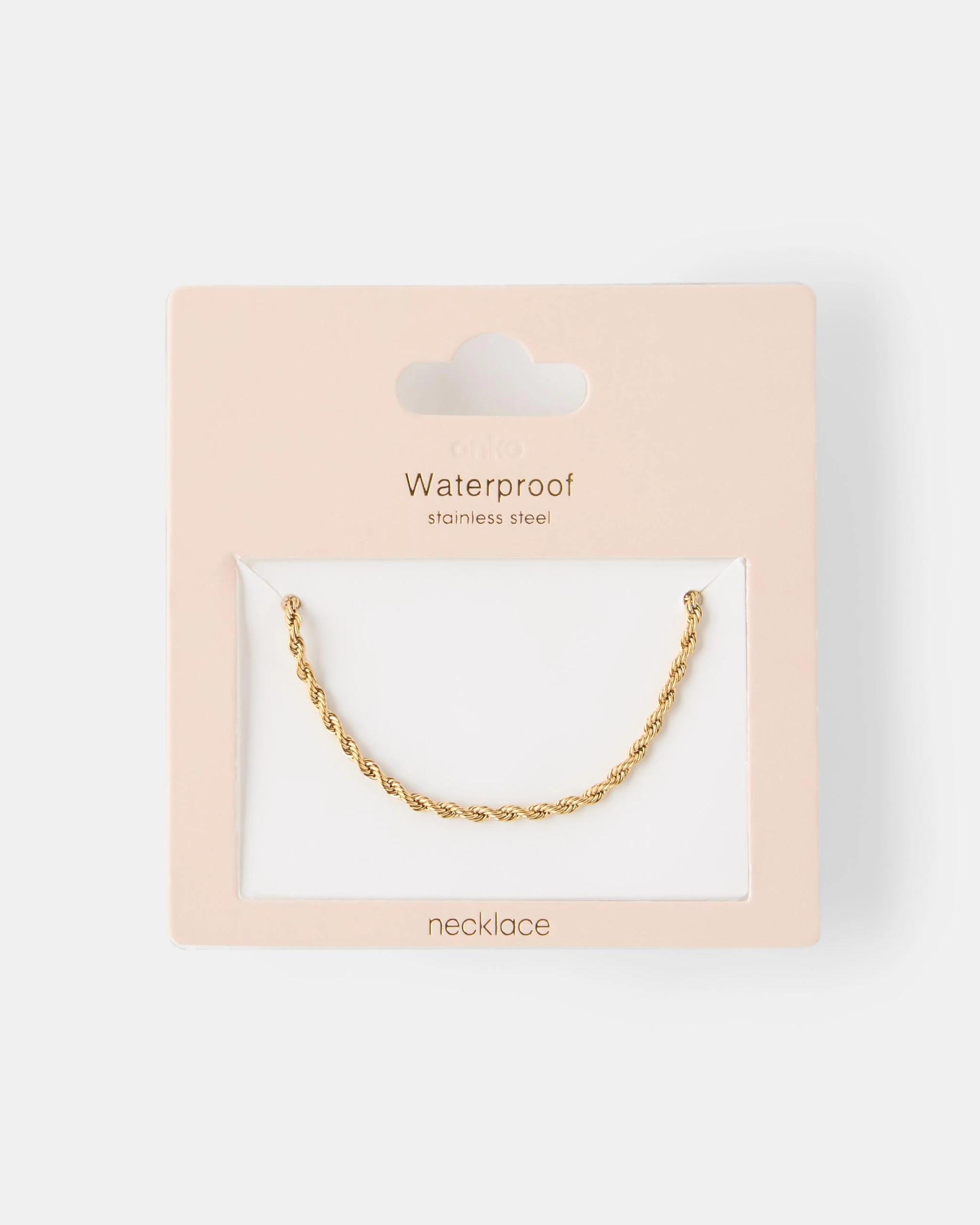 3 Waterproof Stainless Steel Link Chain Necklace - Gold Tone Gold, 3 of 3
