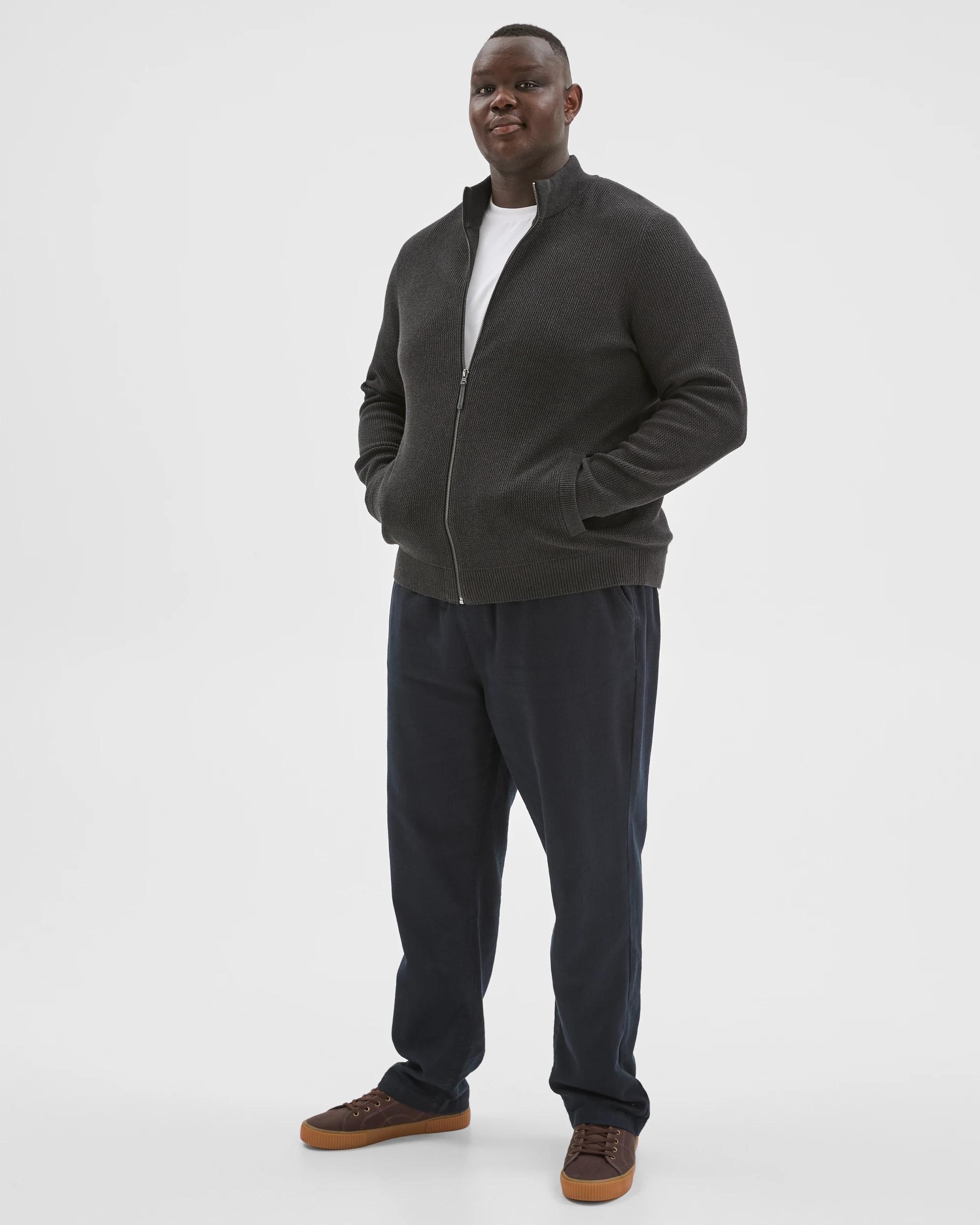 6 Target Man Plus Plus Size Australian Cotton Zip Through Knit Jumper CHARCOAL, 6 of 8