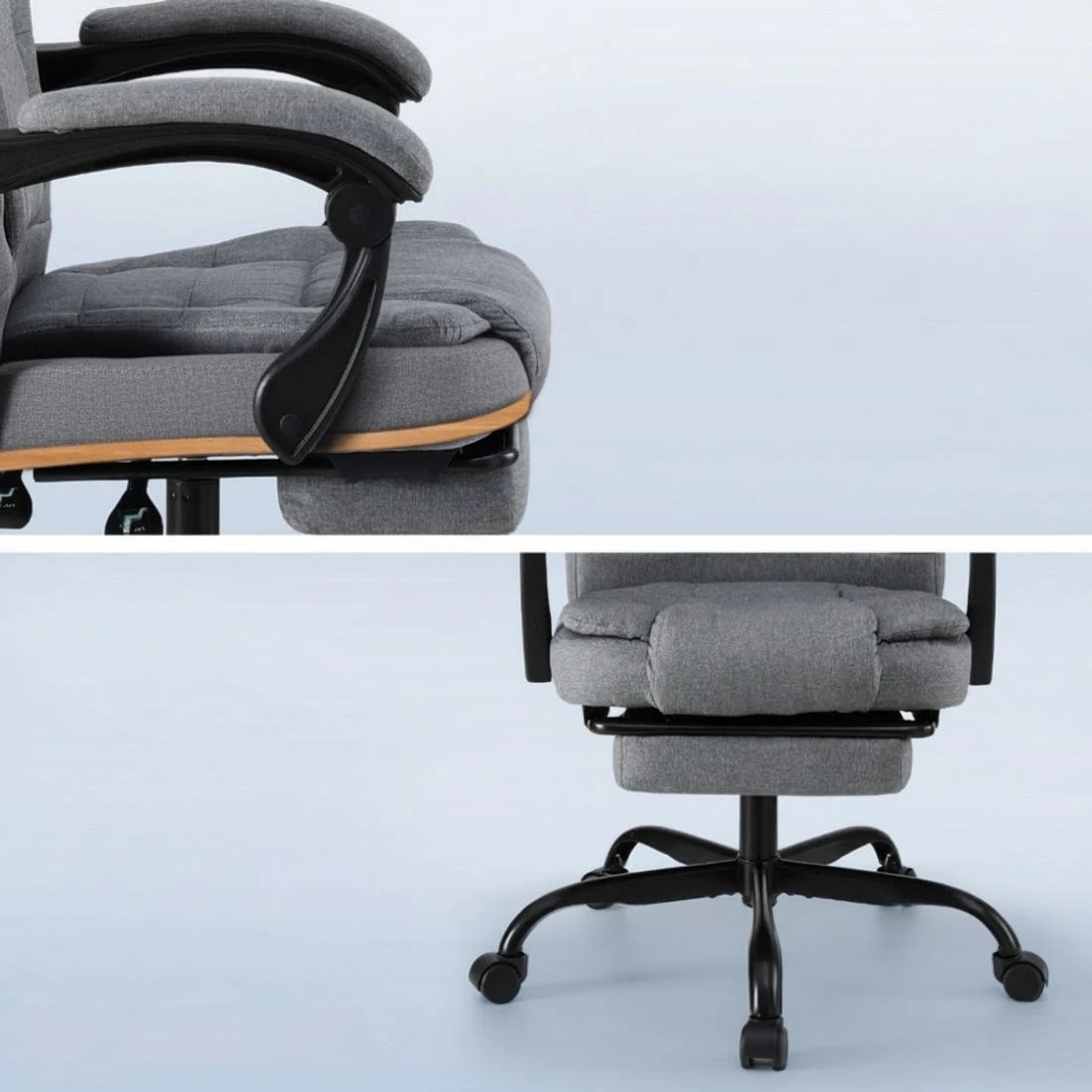 5 Artiss Office Chair Executive Fabric Seat Racing Computer Desk Chairs Footrest - Grey, 5 of 5