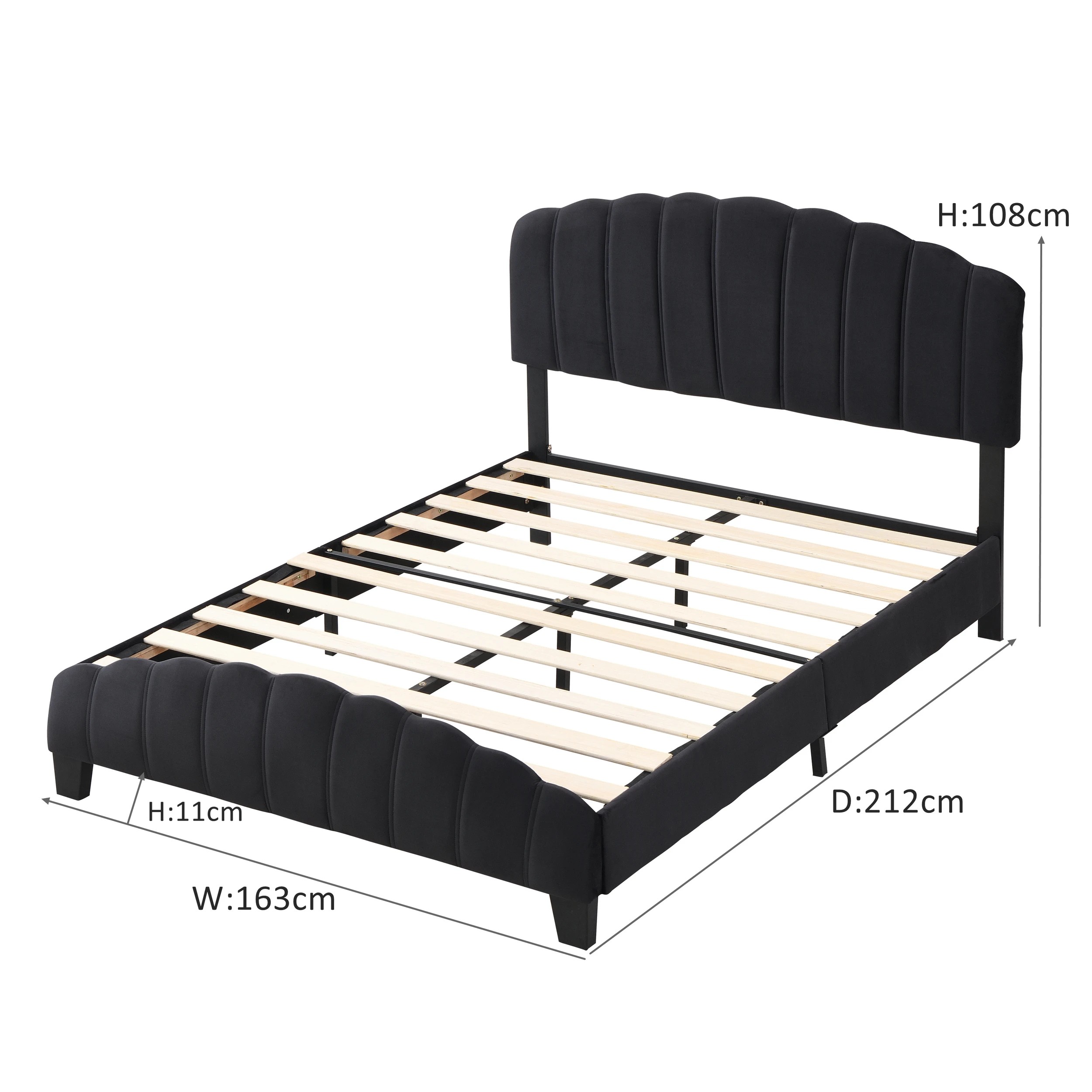 10 IHOMDEC BEF04 Queen Size Bed Frame - Black - Black, 10 of 10