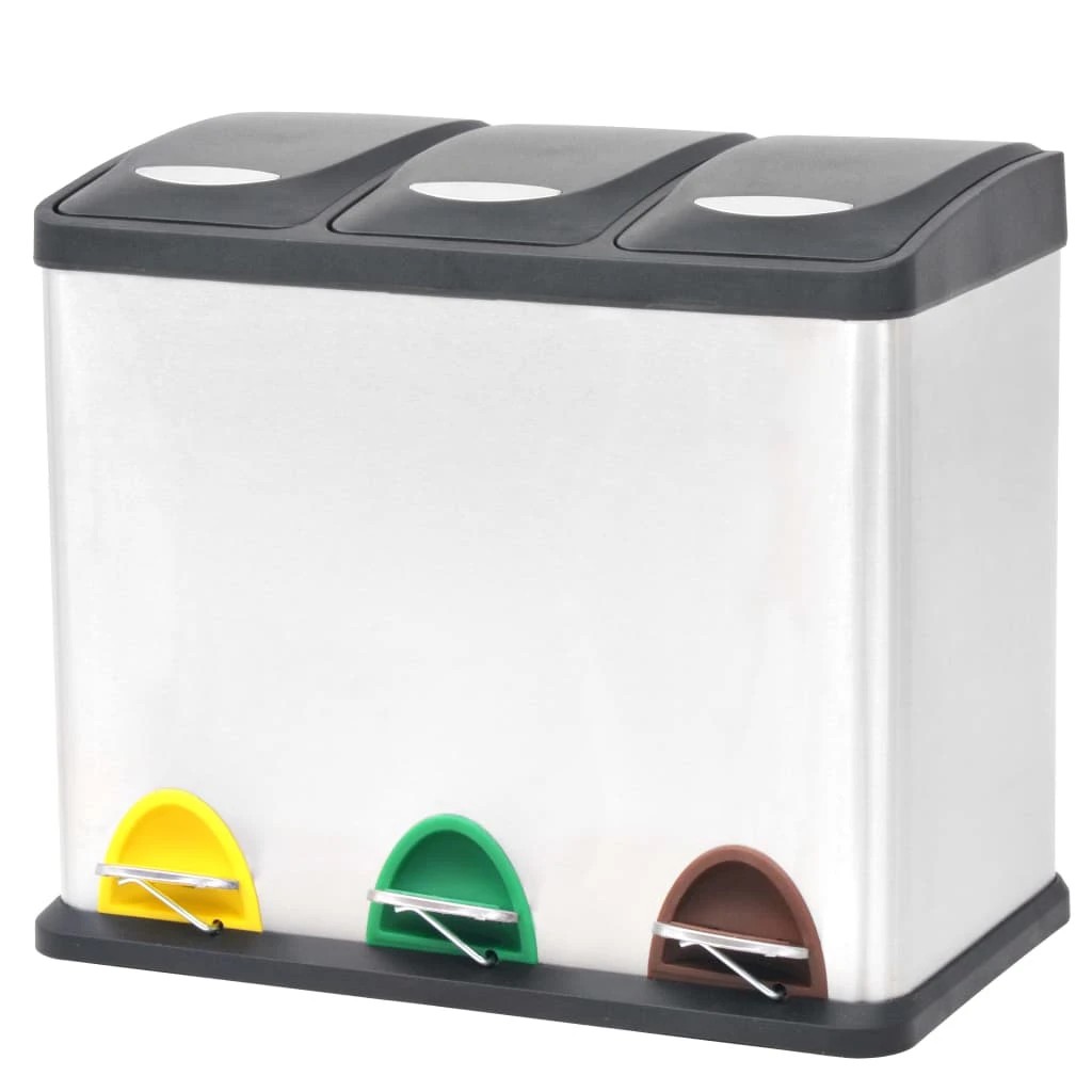 1 Vidaxl Trash Bin Recycling Bin - Silver, 1 of 5