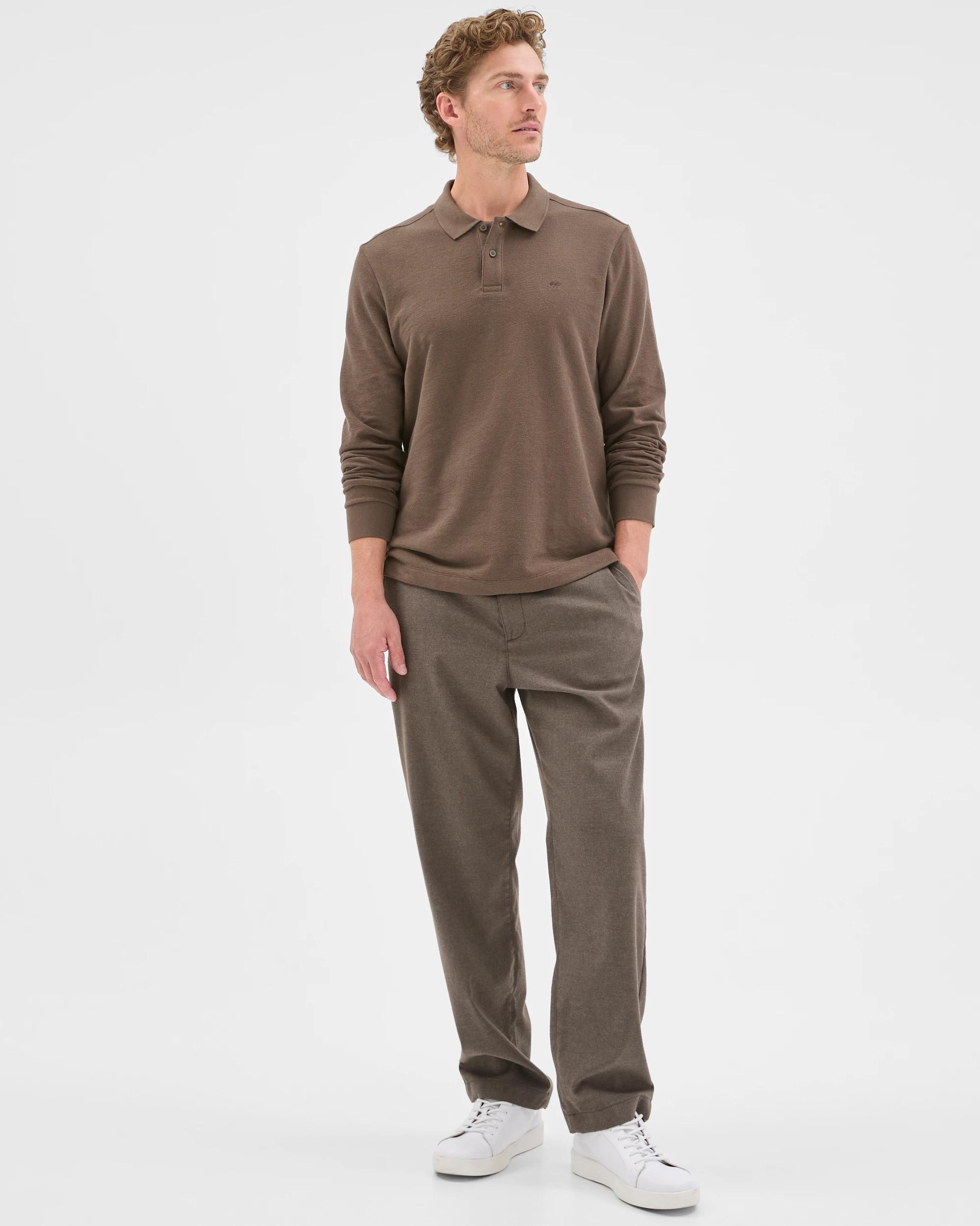 2 Target Man Australian Cotton Blend Boucle Polo Top BLACK OLIVE, 2 of 7