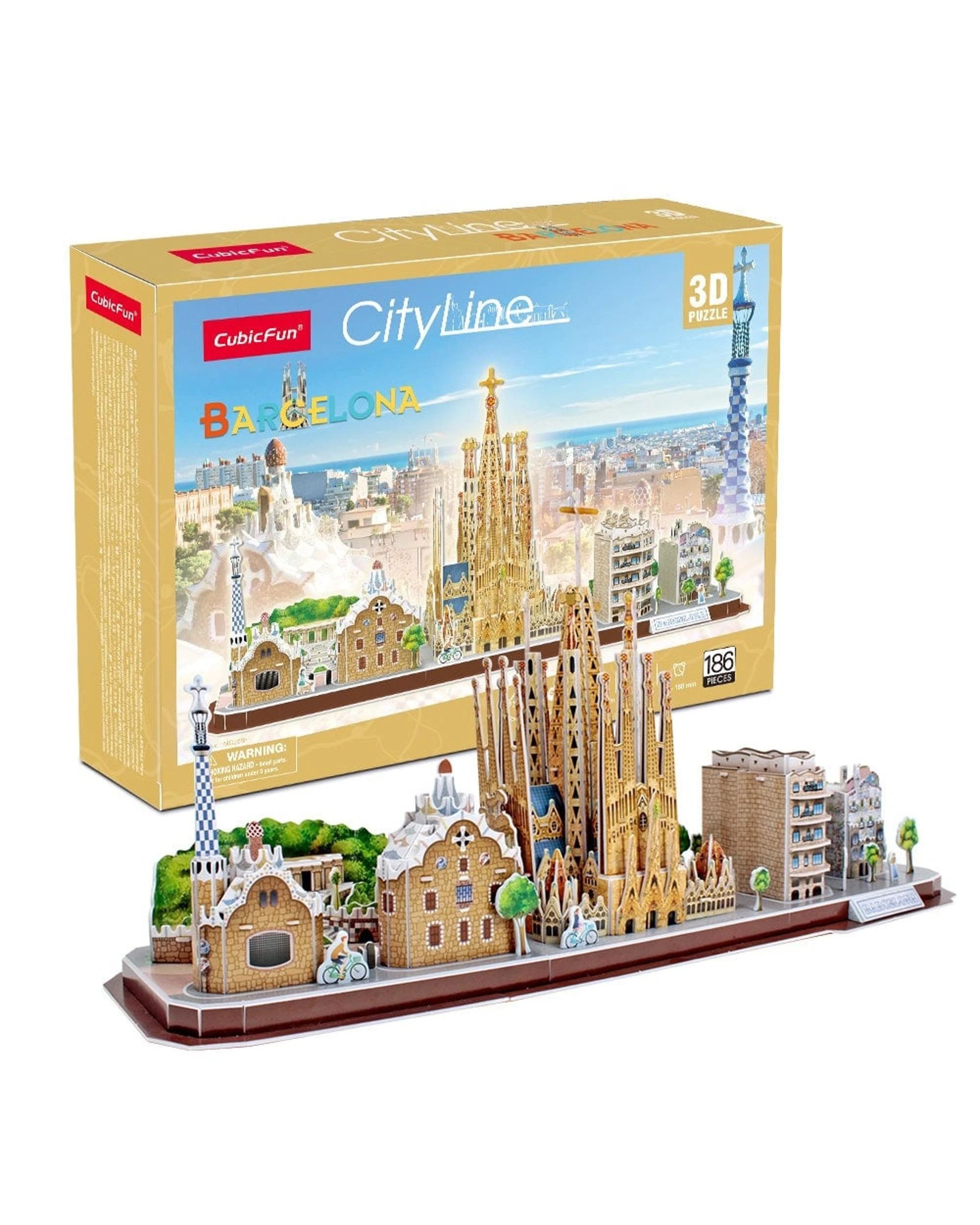1 CubicFun CityLine Barcelona 186 Piece 3D Puzzle Model Kit, 1 of 1