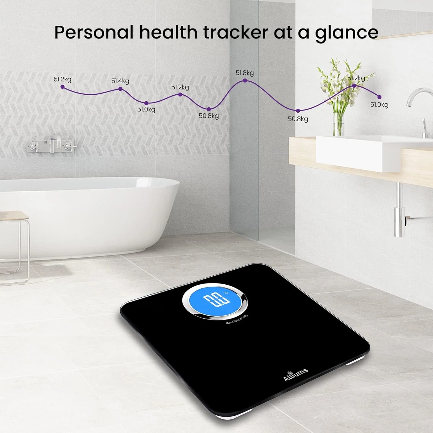 6 Alliums Digital Body Weight Scale with Step On Technology, 6 of 7