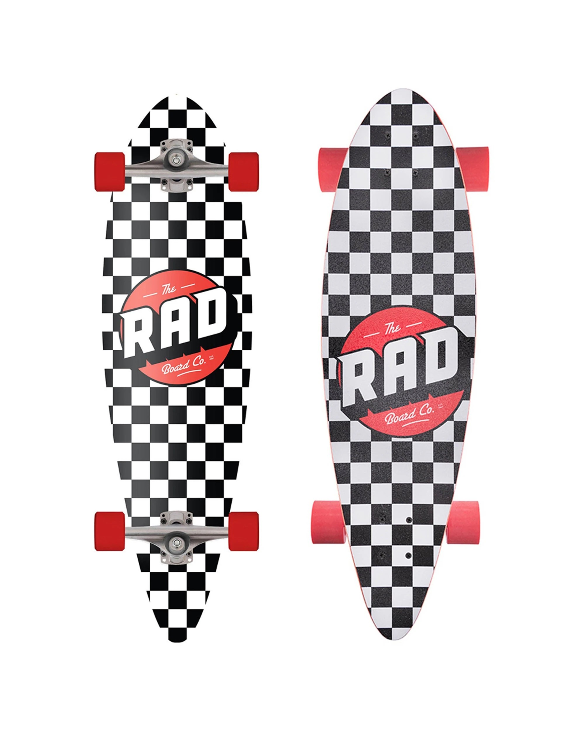 1 Rad Board Co Complete Pintail Mini Longboard Skateboard Checkers Mini 9 Inch Compact - Pattern, 1 of 3