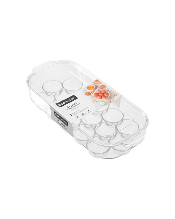 Boxsweden Crystal 16 Egg Container Tray Food Storage Refrigerator Dishwasher Safe - Clear