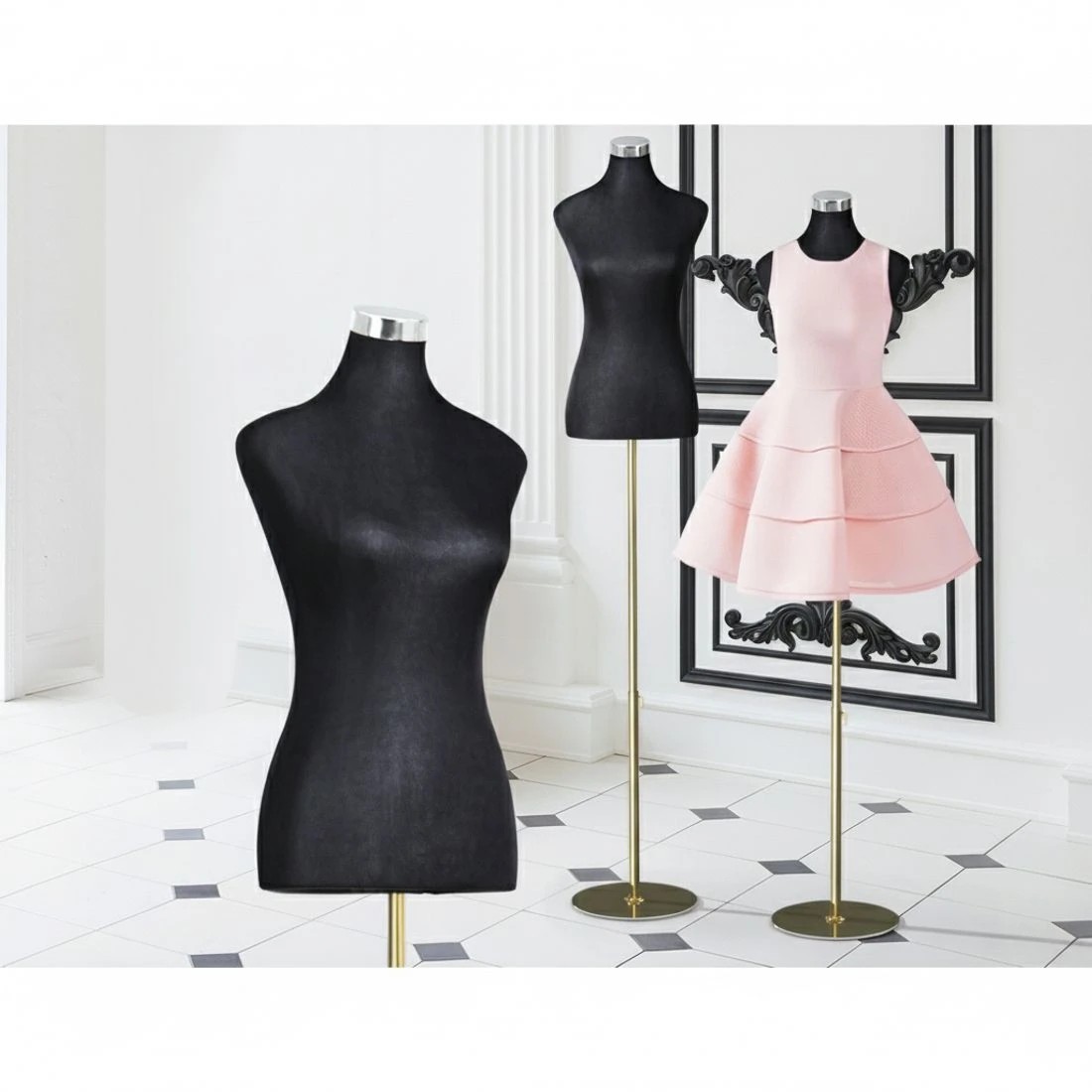 4 Embellir Female Mannequin Dummy Model Dressmaker Clothes Display Torso Tailor - Black, 4 of 7