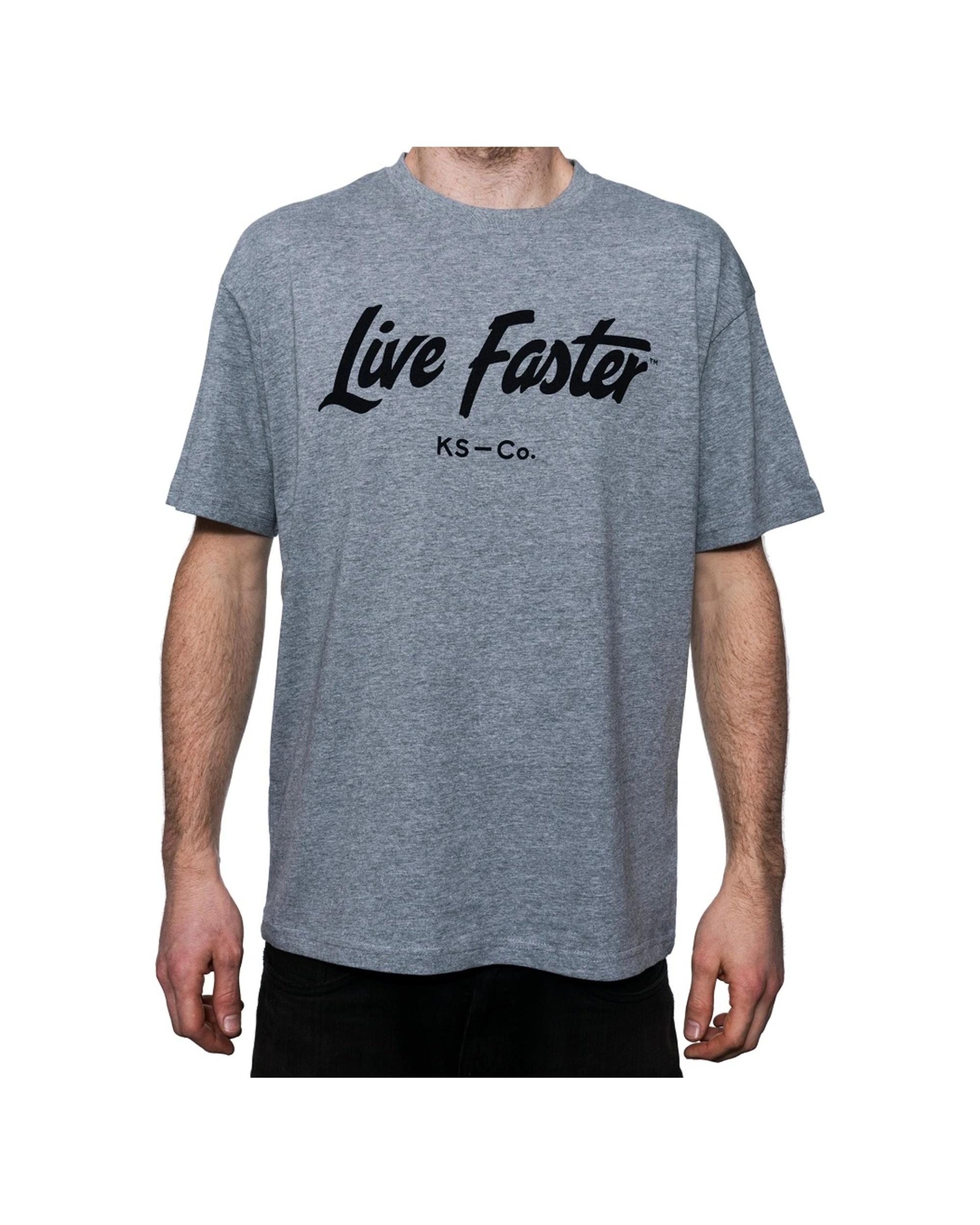 1 Killer Speed Co. Men Live Faster Tshirt Relaxed Fit Crew Neck Soft Everyday Wear GREY, 1 of 2