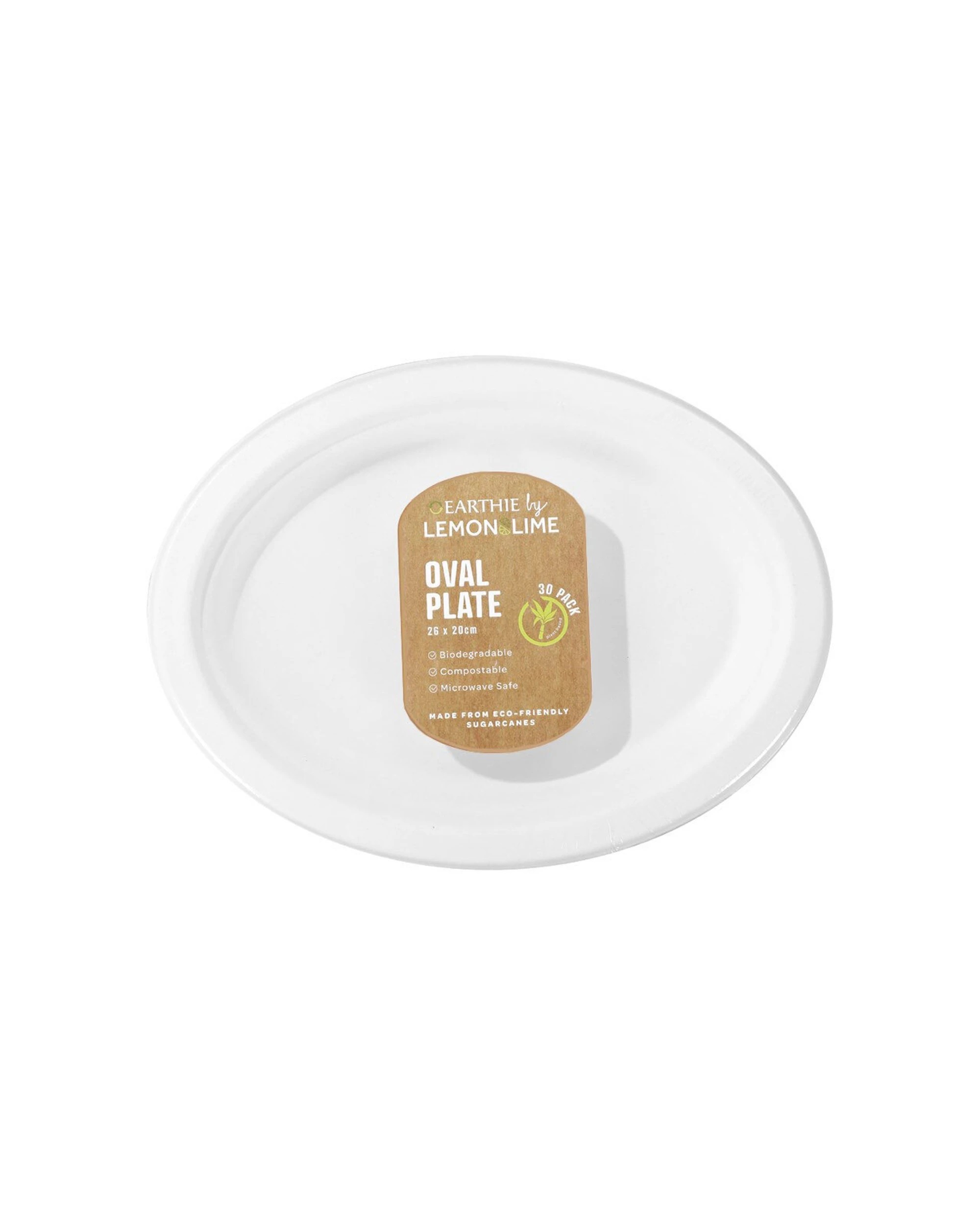 1 30pc Lemon & Lime Eco/biodegradable/compostable Disposable 26cm Oval Plate White
 - White, 1 of 3