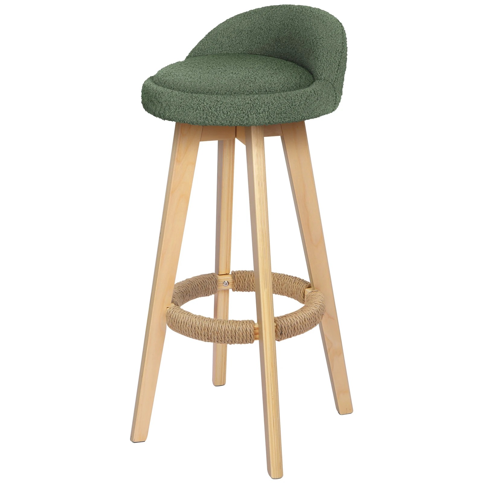 6 Alfordson 2x Kitchen Bar Stools Liam Wooden Swivel Bar Stool Chairs Boucle - Green, 6 of 10