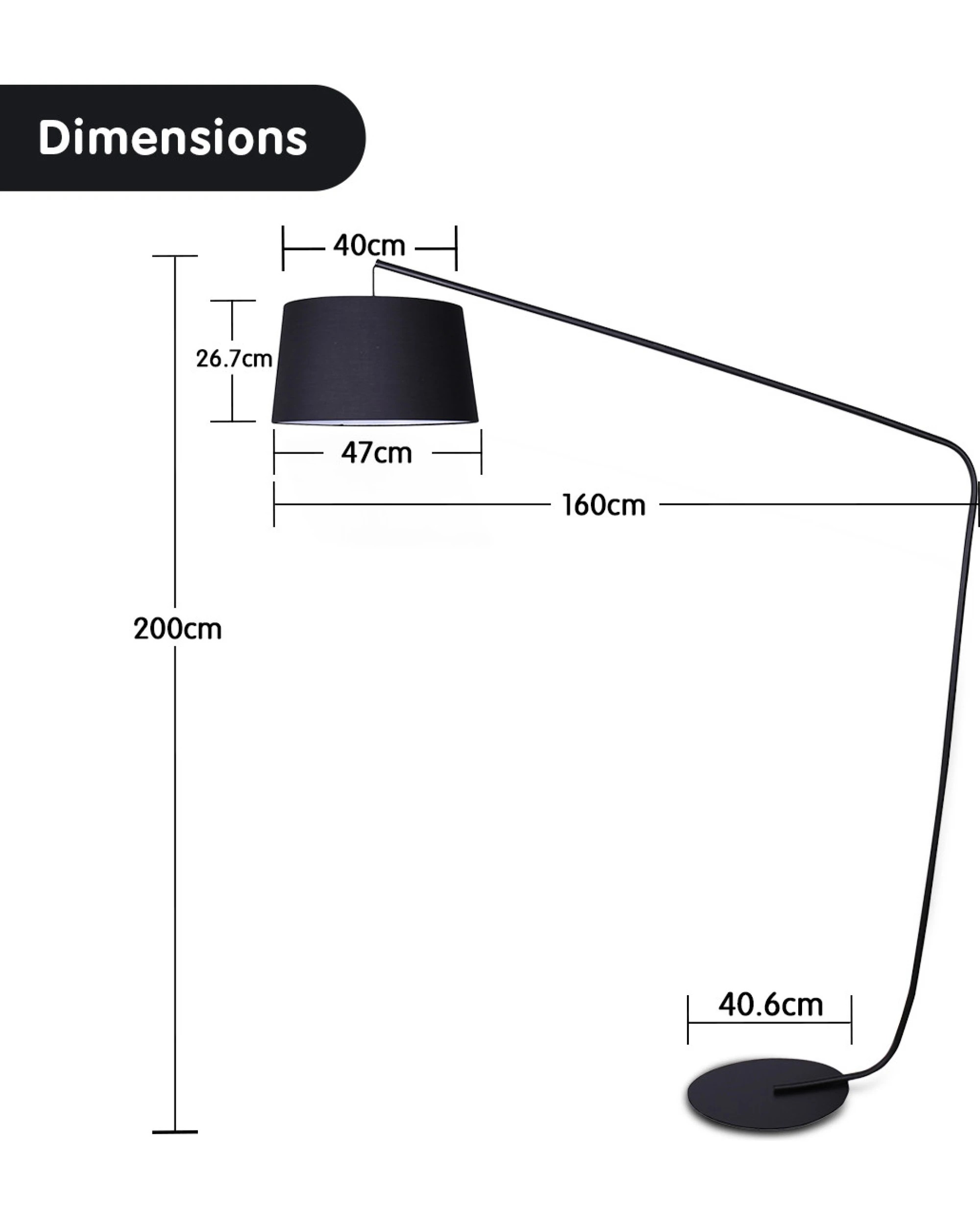 2 Sarantino Metal Arc Floor Lamp In Black Finish With Linen Taper Shade, 2 of 5