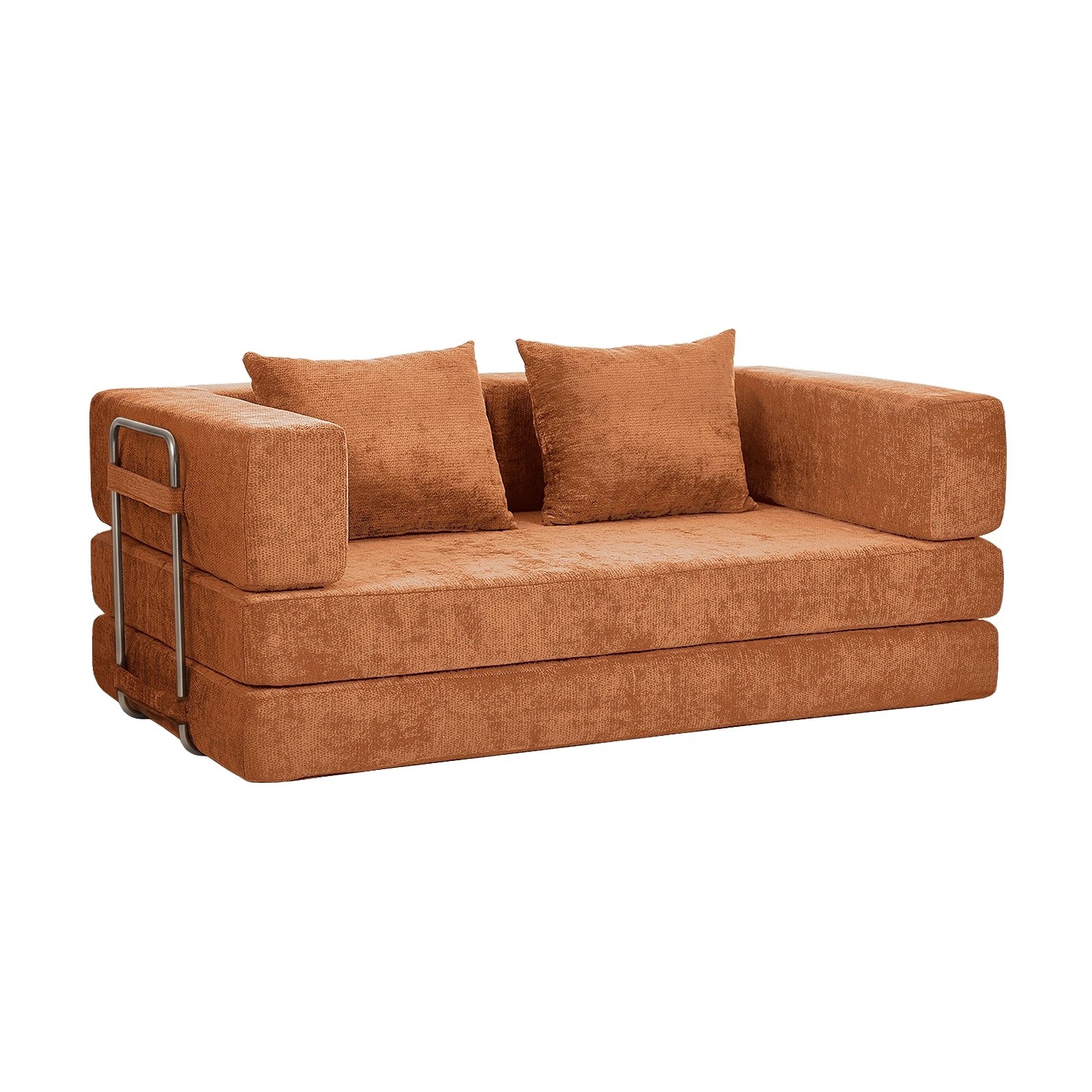 1 Oikiture 3 Seater Modular Convertible Sofa Bed Chenille Floor Couch - Brown, 1 of 9