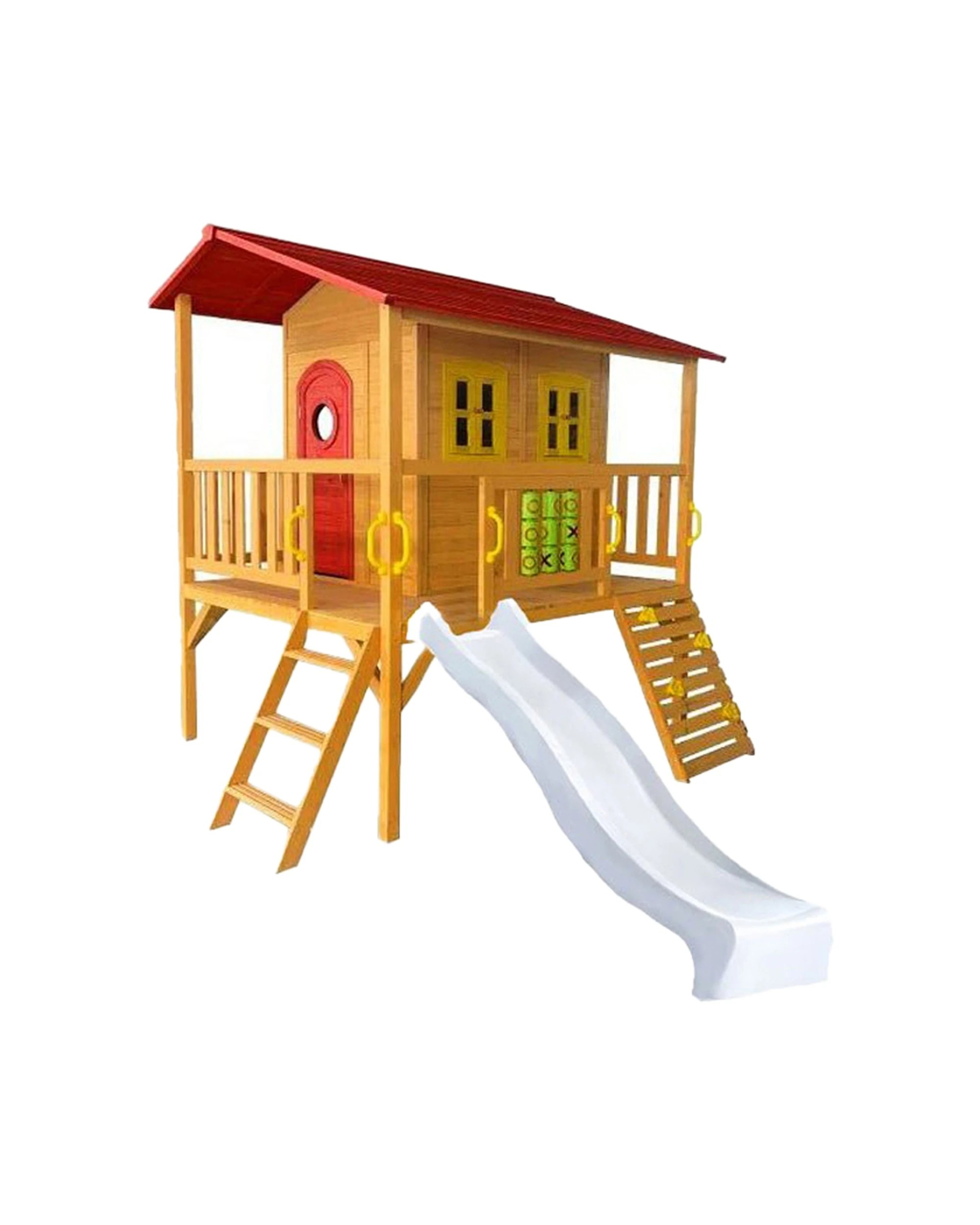 1 KIDZSHACK Sweet Shack Wooden Large Cubby House With Slide - White, 1 of 1