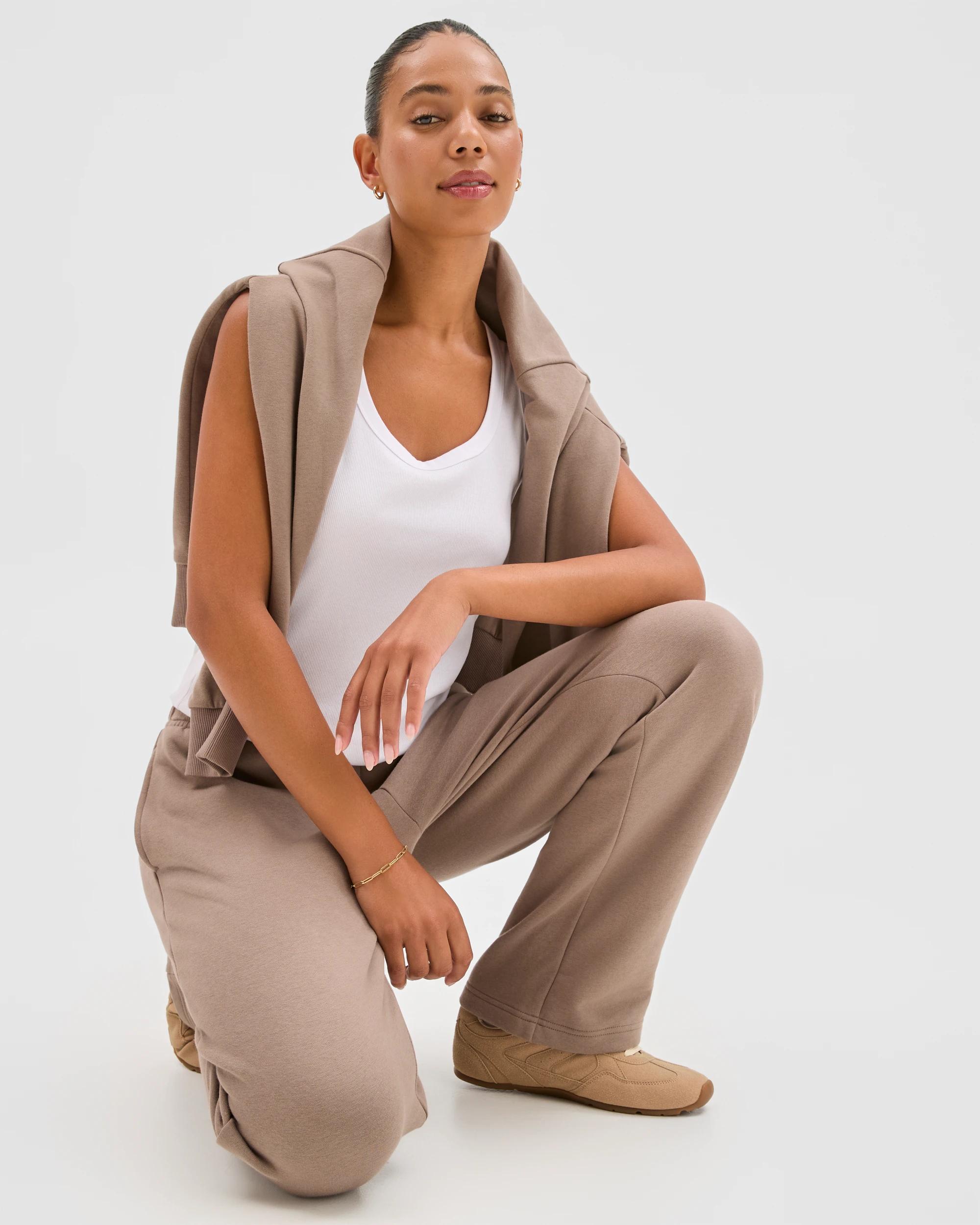 6 Target Active Active Australian Cotton Blend Straight Leg Fleece Trackpants MUSHROOM, 6 of 6