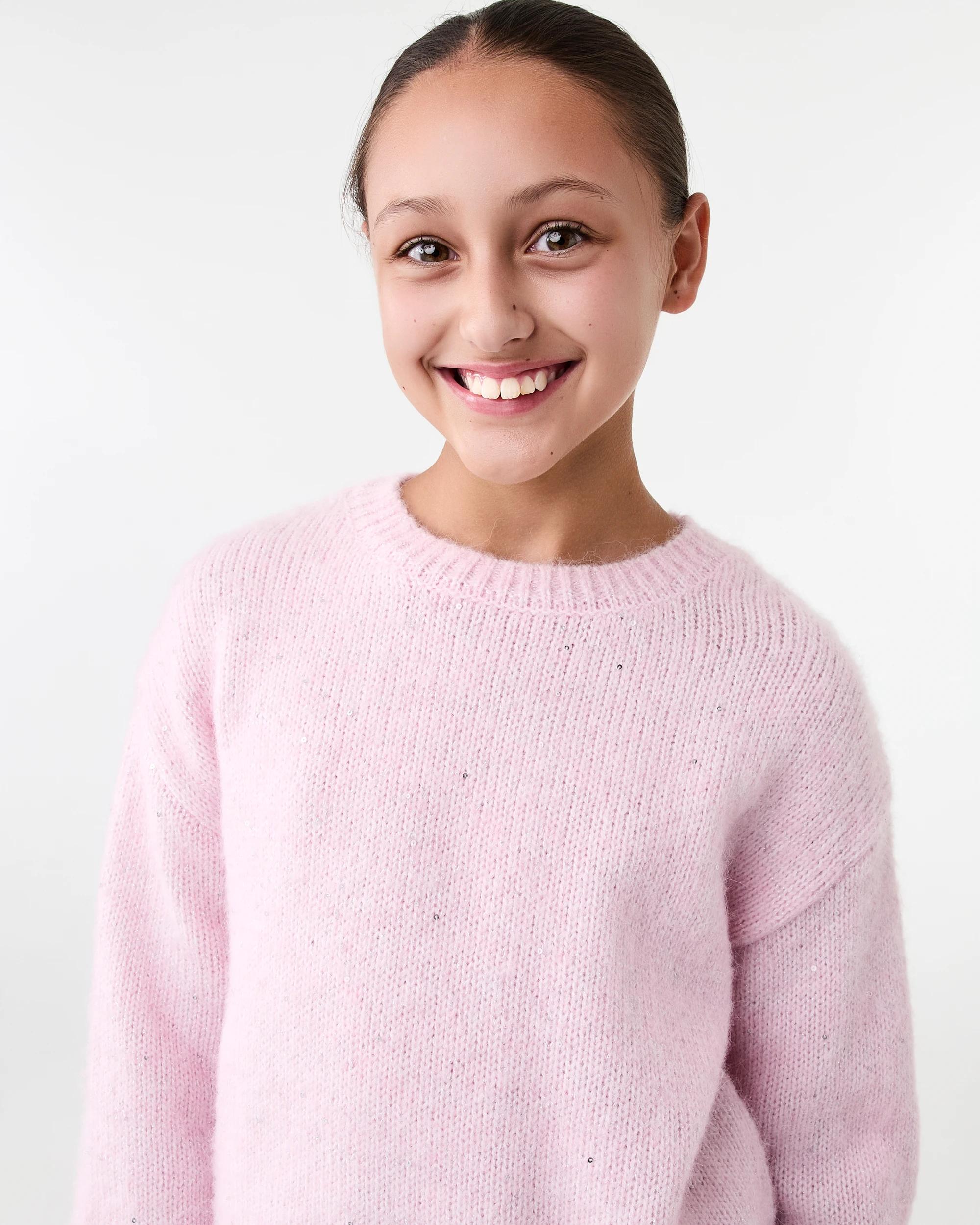 3 Sequin Crew Neck Knit Bllet Pink, 3 of 7