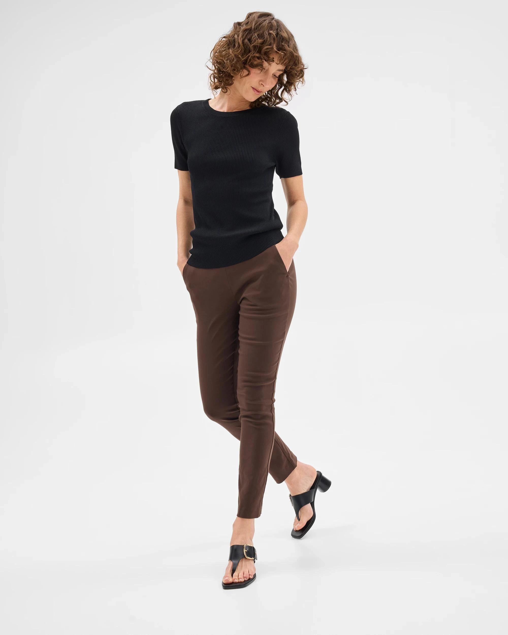 3 Preview Carrie Bengaline Ankle Length Pants BITTER CHOCOLATE, 3 of 6