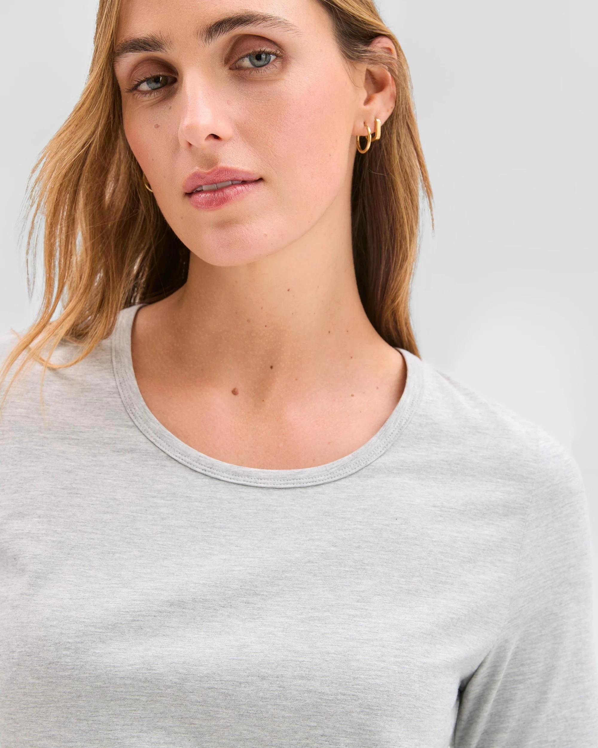 4 Target Australian Cotton Long Sleeve Stretch Crew T-Shirt GREY MARLE, 4 of 5