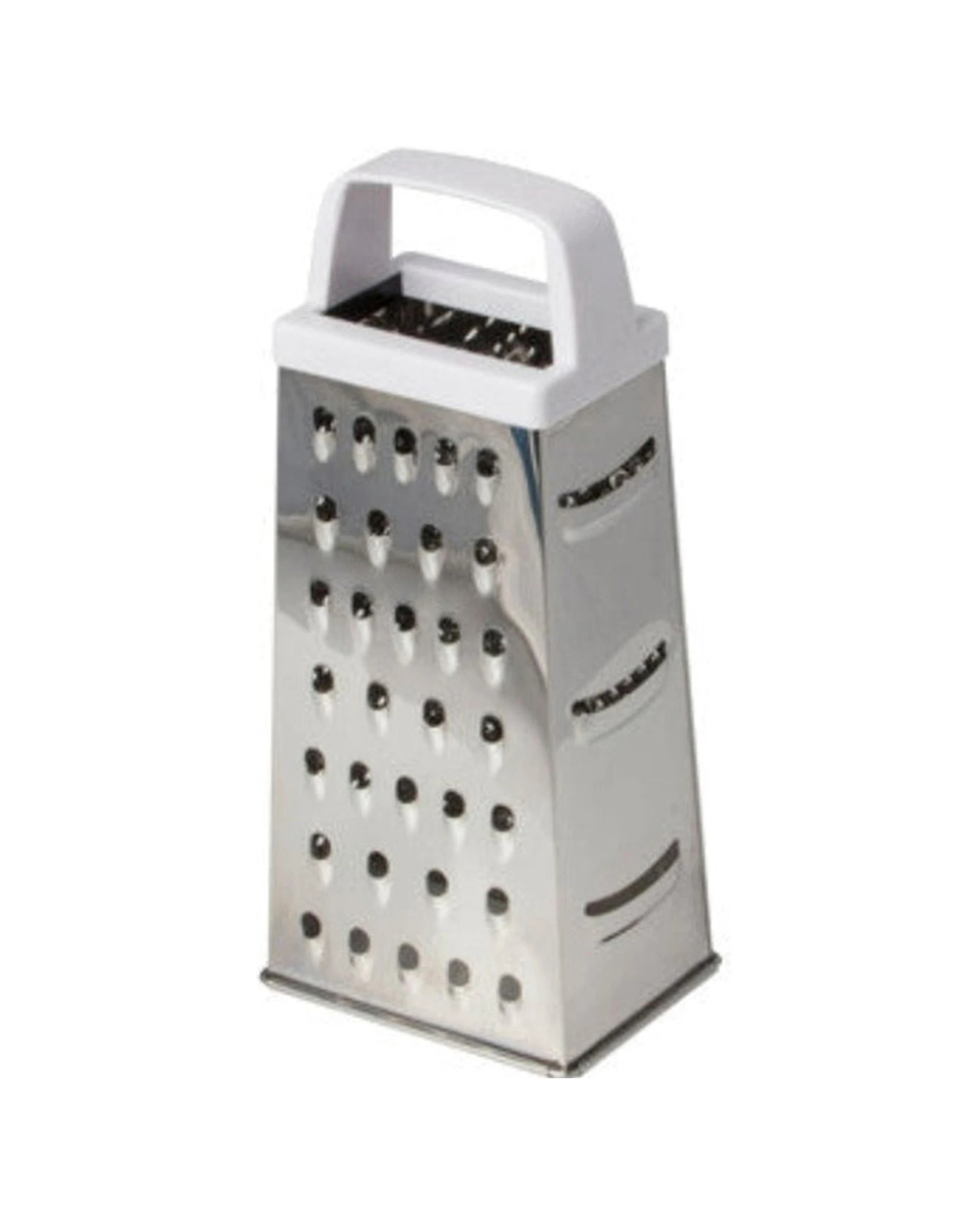 3 Cuisena 4-Sided Stainless Steel Box Grater with White Handle for Cheese and Vegetables - Silver, 3 of 6