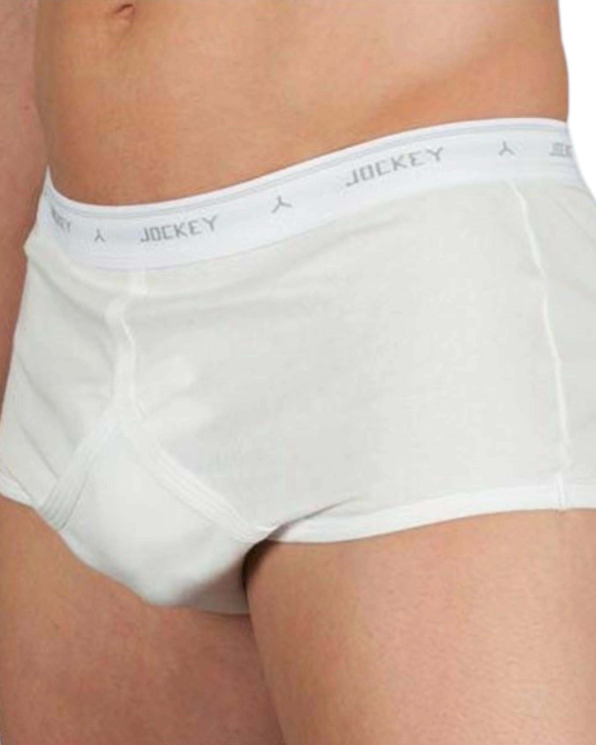3 Jockey White Y-Front Mens Underwear Briefs Trunks Plus Size WHITE, 3 of 3