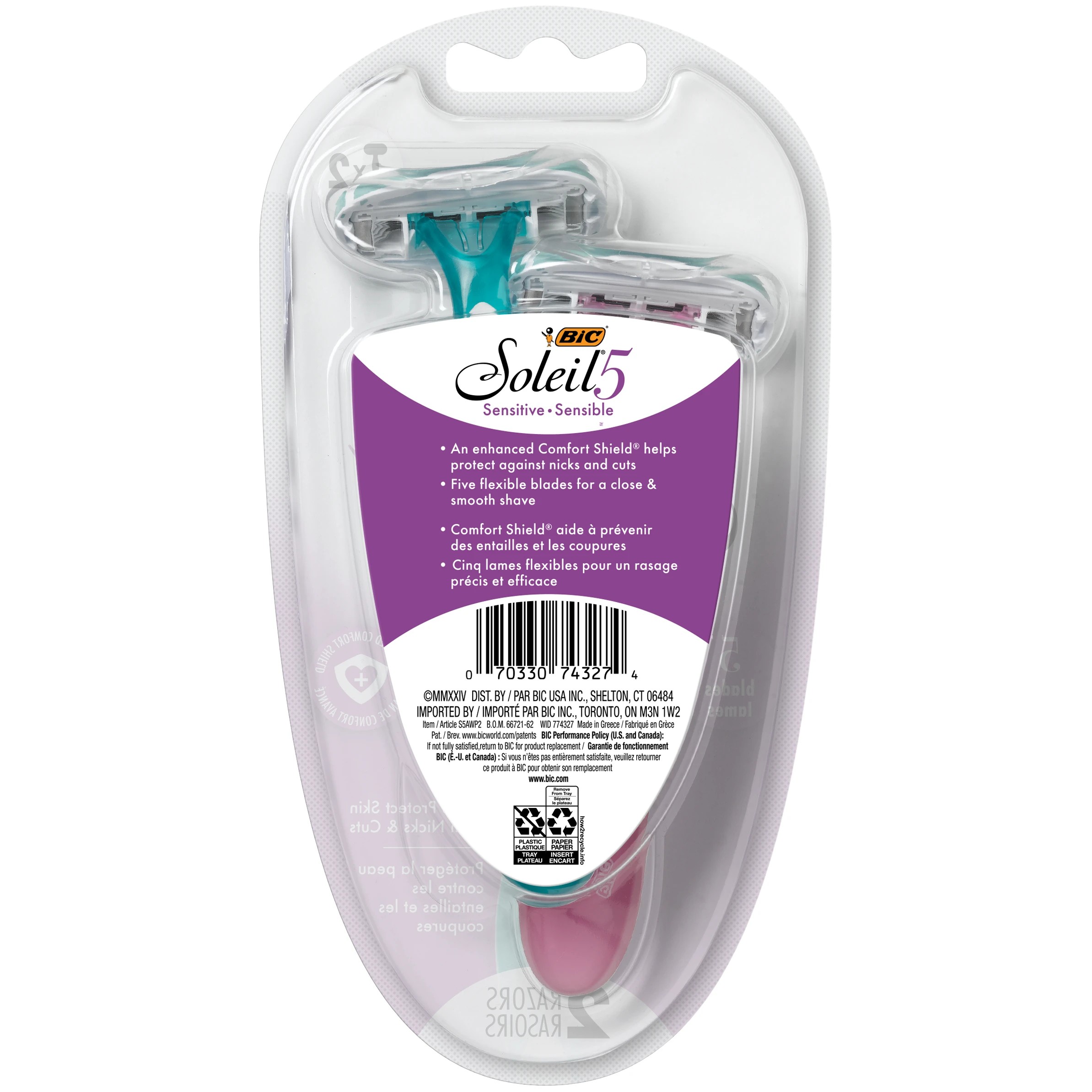 2 2 Pack BIC Soleil Sensitive Razor, 2 of 8