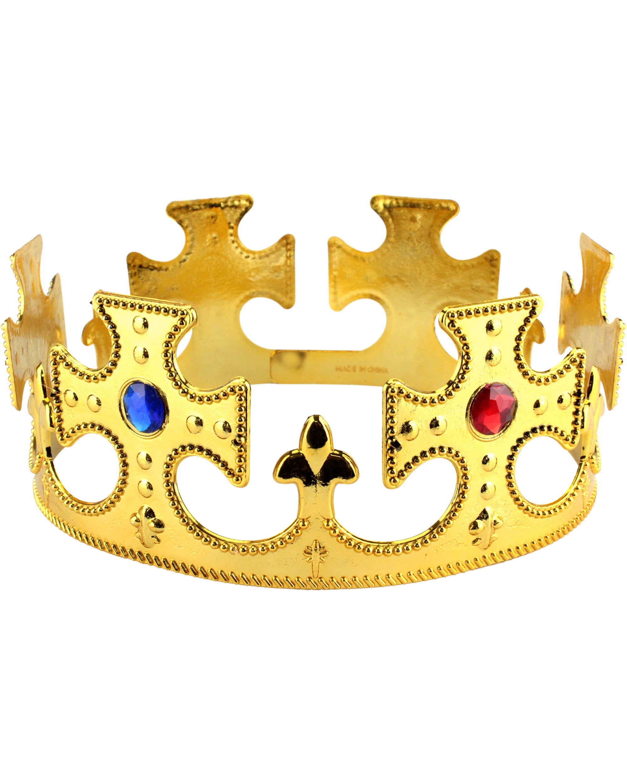 1 JD Party Jewelled Adjustable Medieval King Crown - Gold, 1 of 3