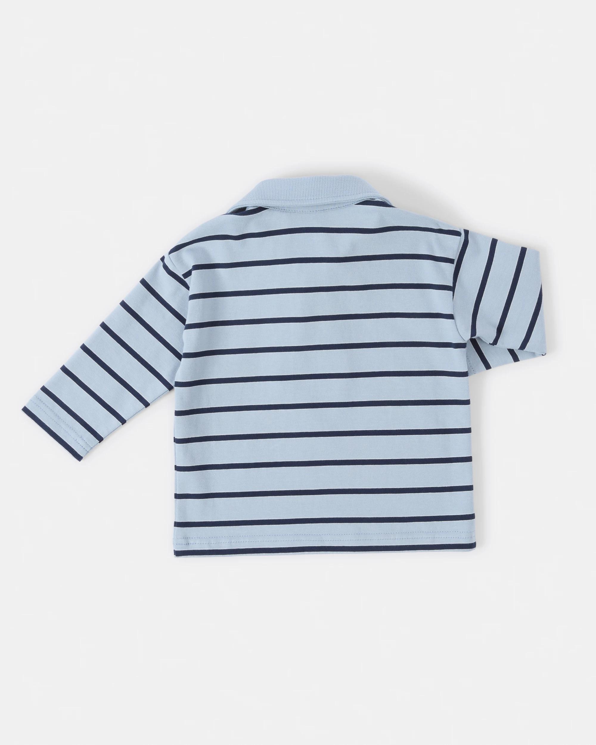 2 Australian Cotton Rugby Top Blu Stripe, 2 of 3