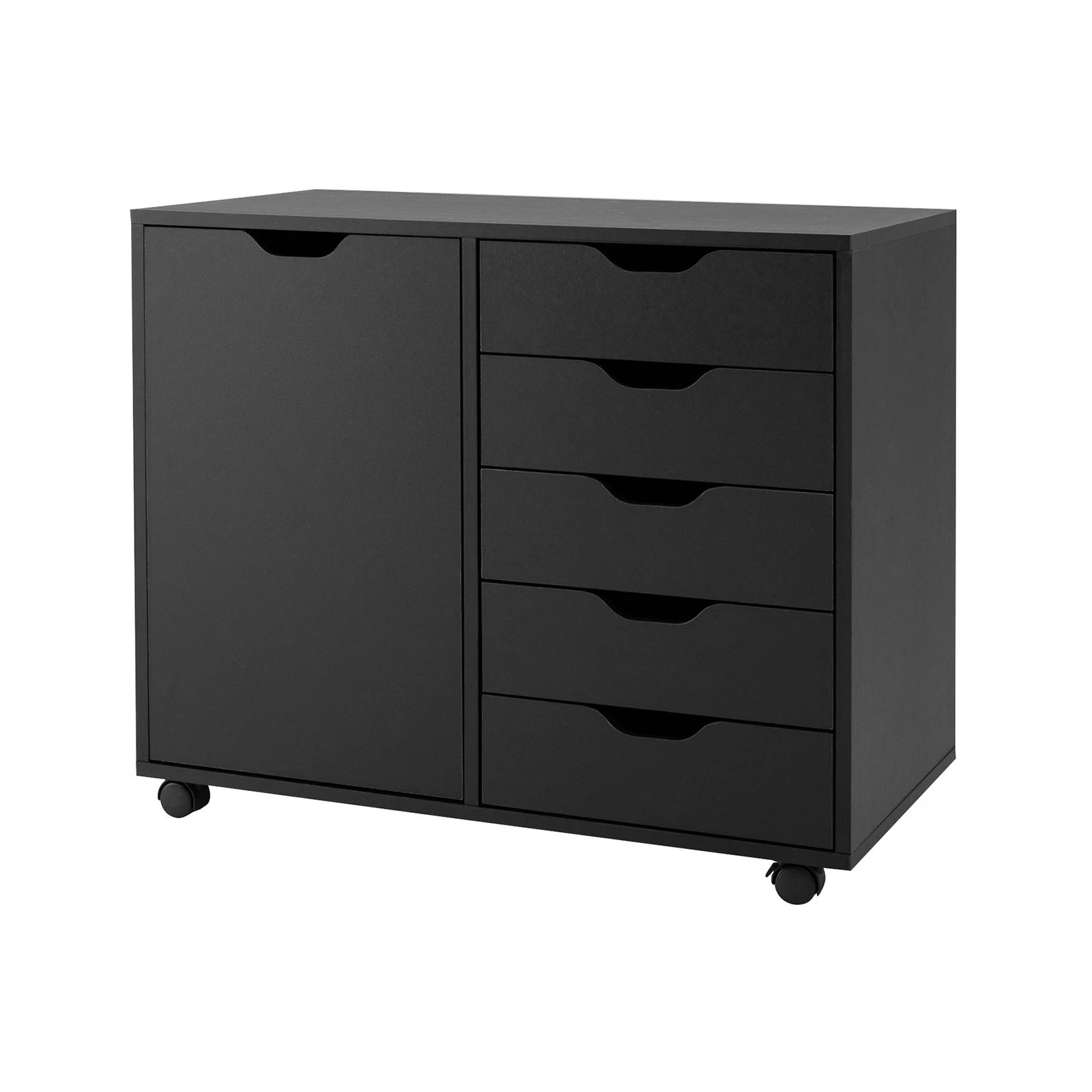 1 Costway 5 Drawer Mobile File Cabinet w/Door Home Office Storage Organizer - Black, 1 of 1