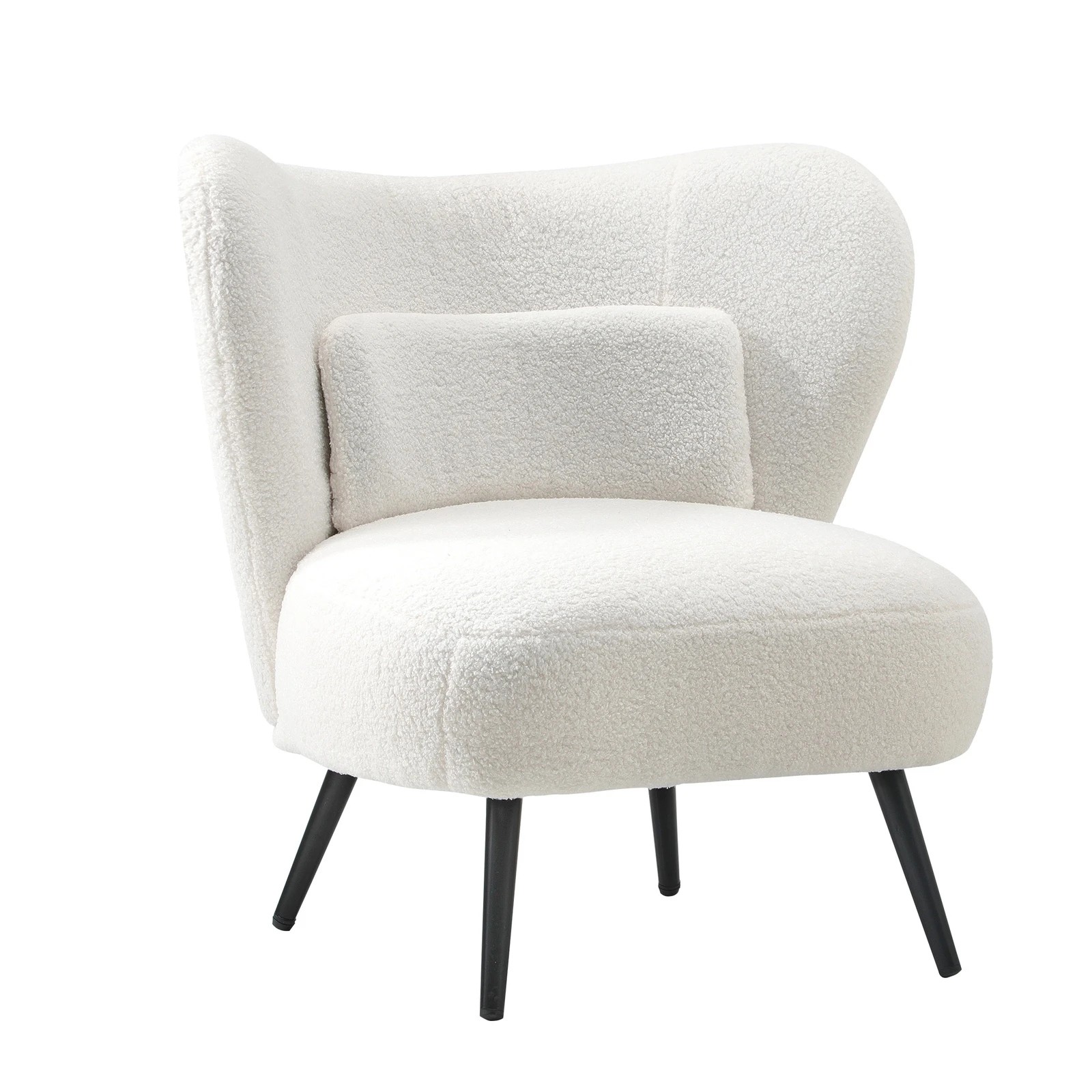 6 Oikiture Armchair Lounge Chair With Lumbar Pillow Wingback Boucle
 - White, 6 of 10
